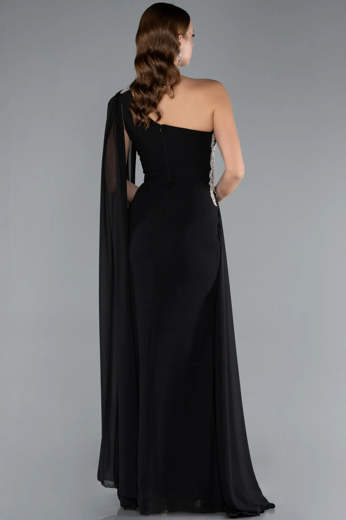 Black-Long Chiffon Evening Dress ABU4406