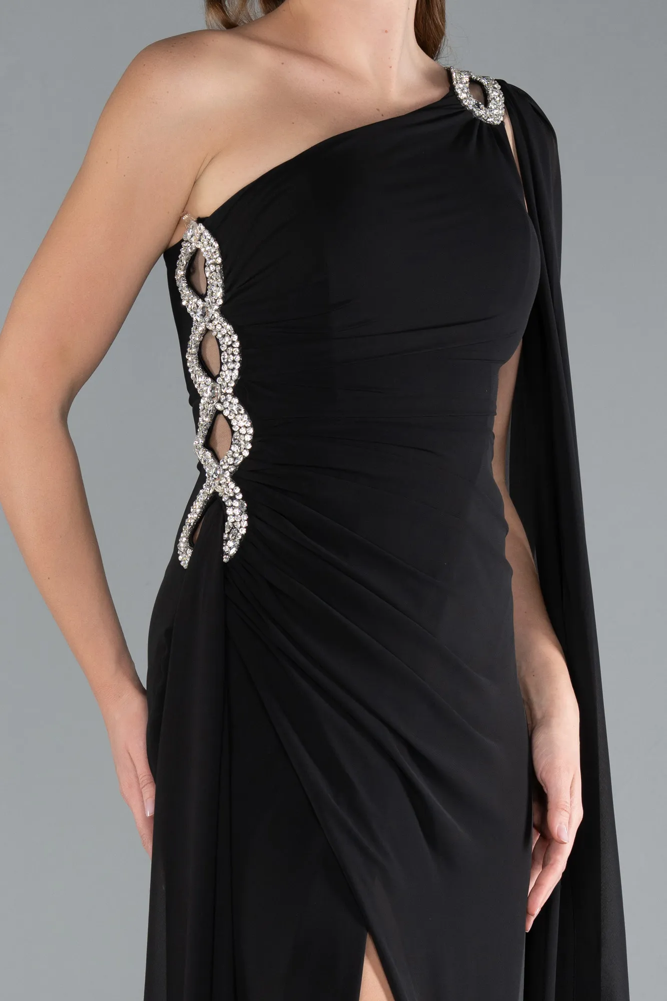 Black-Long Chiffon Evening Dress ABU4406