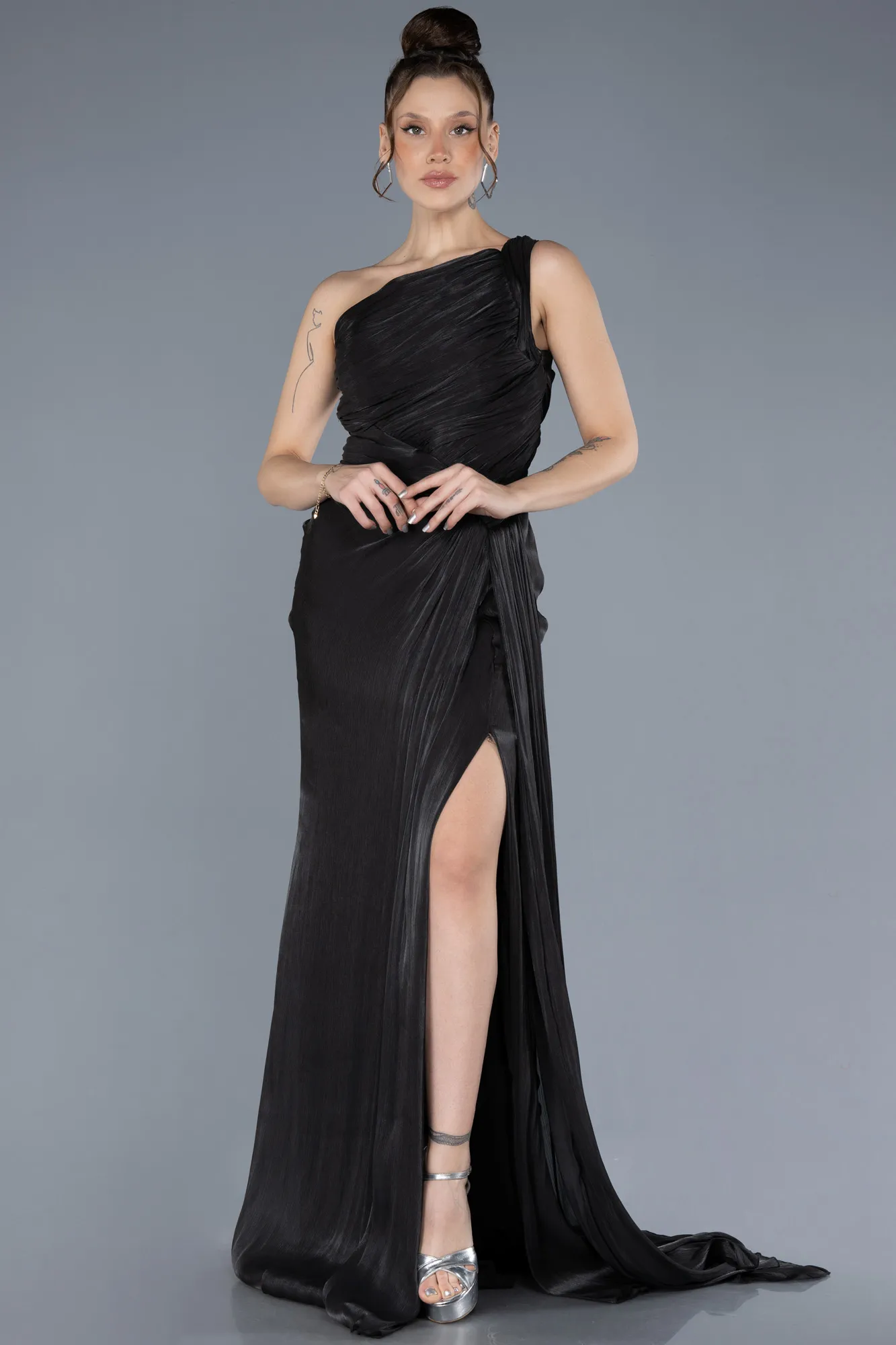Black-Long Chiffon Evening Dress ABU4625