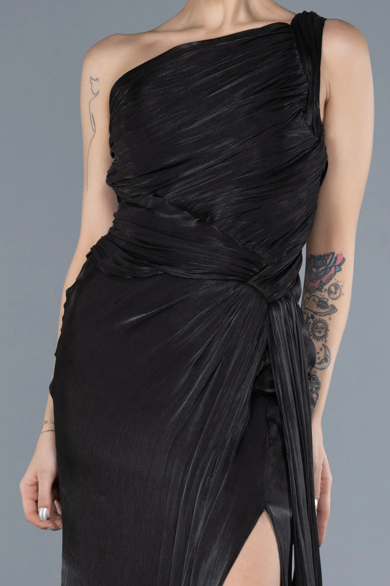 Black-Long Chiffon Evening Dress ABU4625