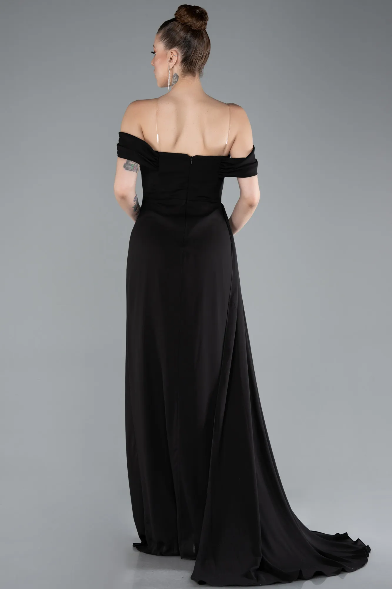 Black-Long Chiffon Evening Dress ABU4925