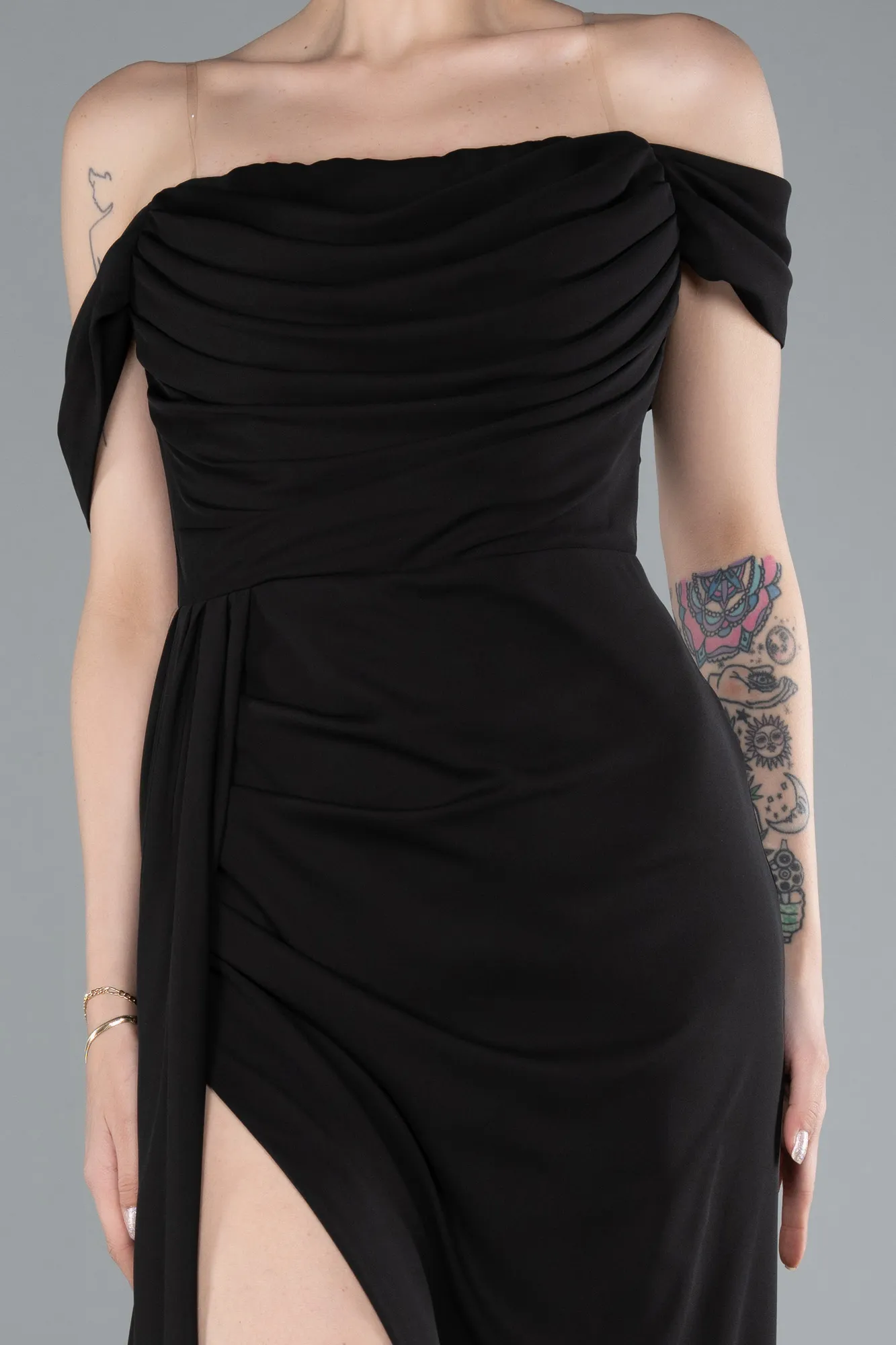 Black-Long Chiffon Evening Dress ABU4925