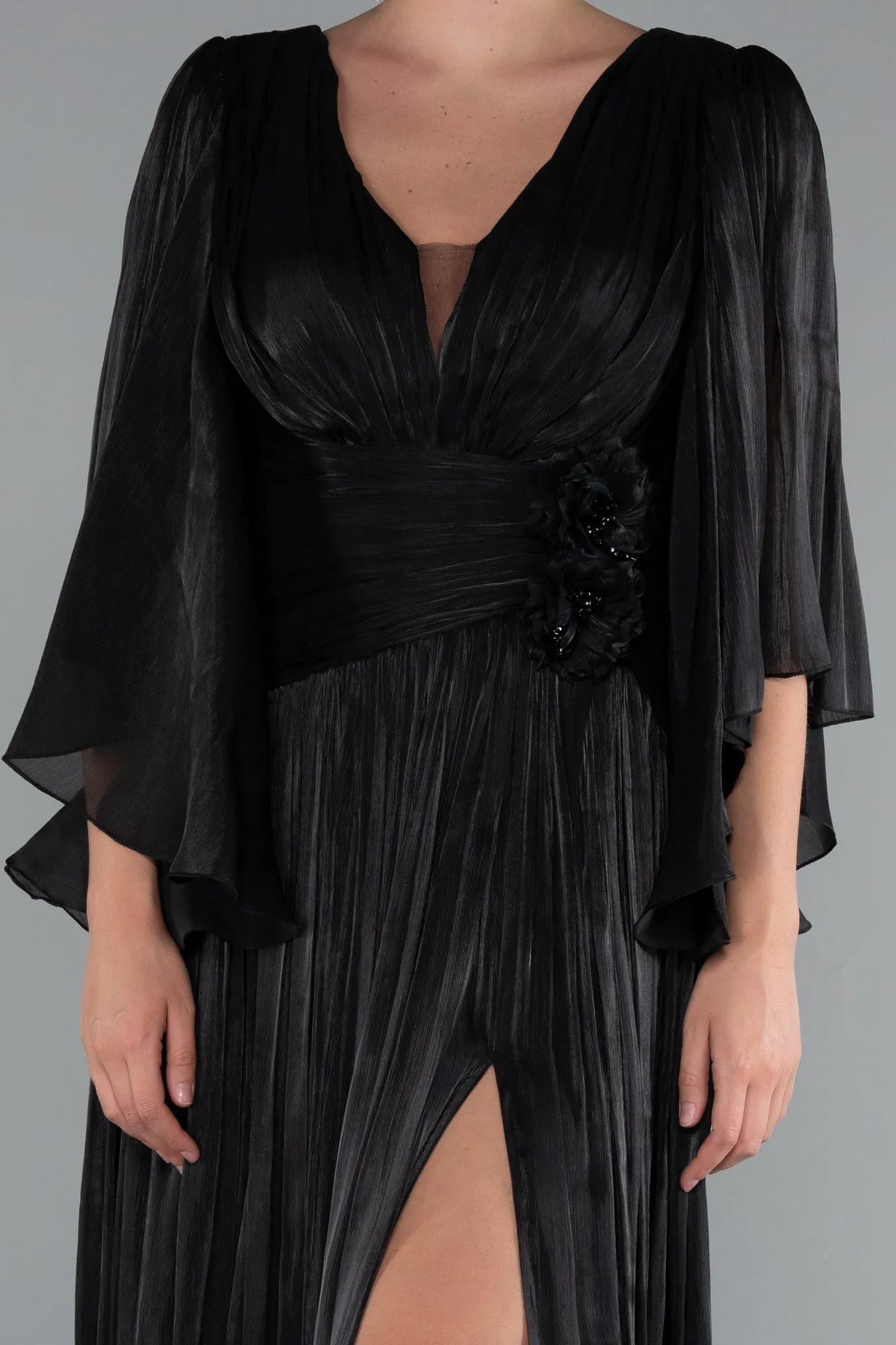 Black-Long Chiffon Evening Dress ABU5046