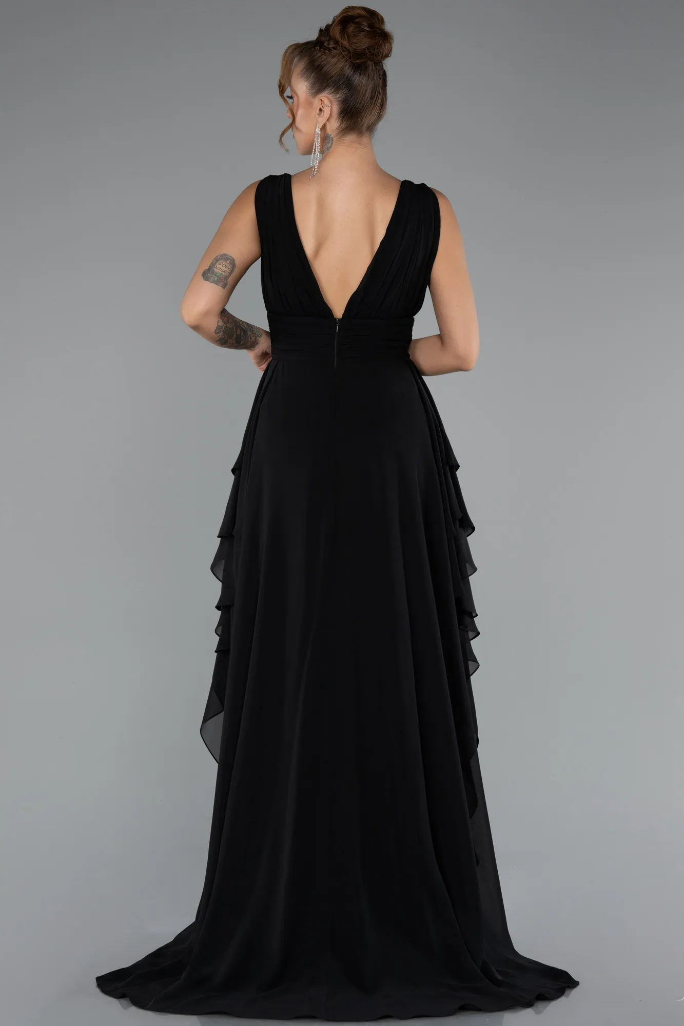 Black-Long Chiffon Evening Dress ABU5109