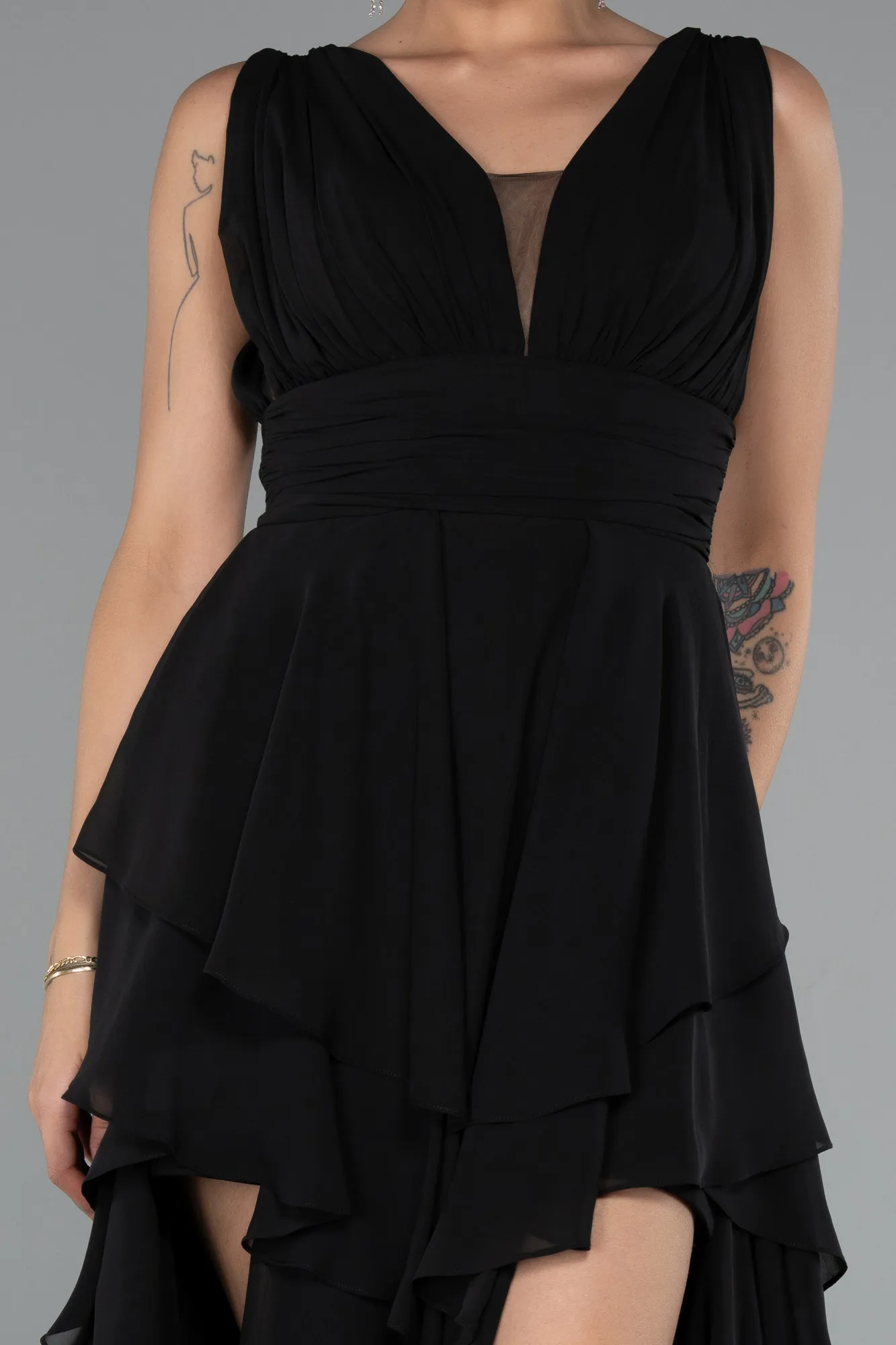 Black-Long Chiffon Evening Dress ABU5109