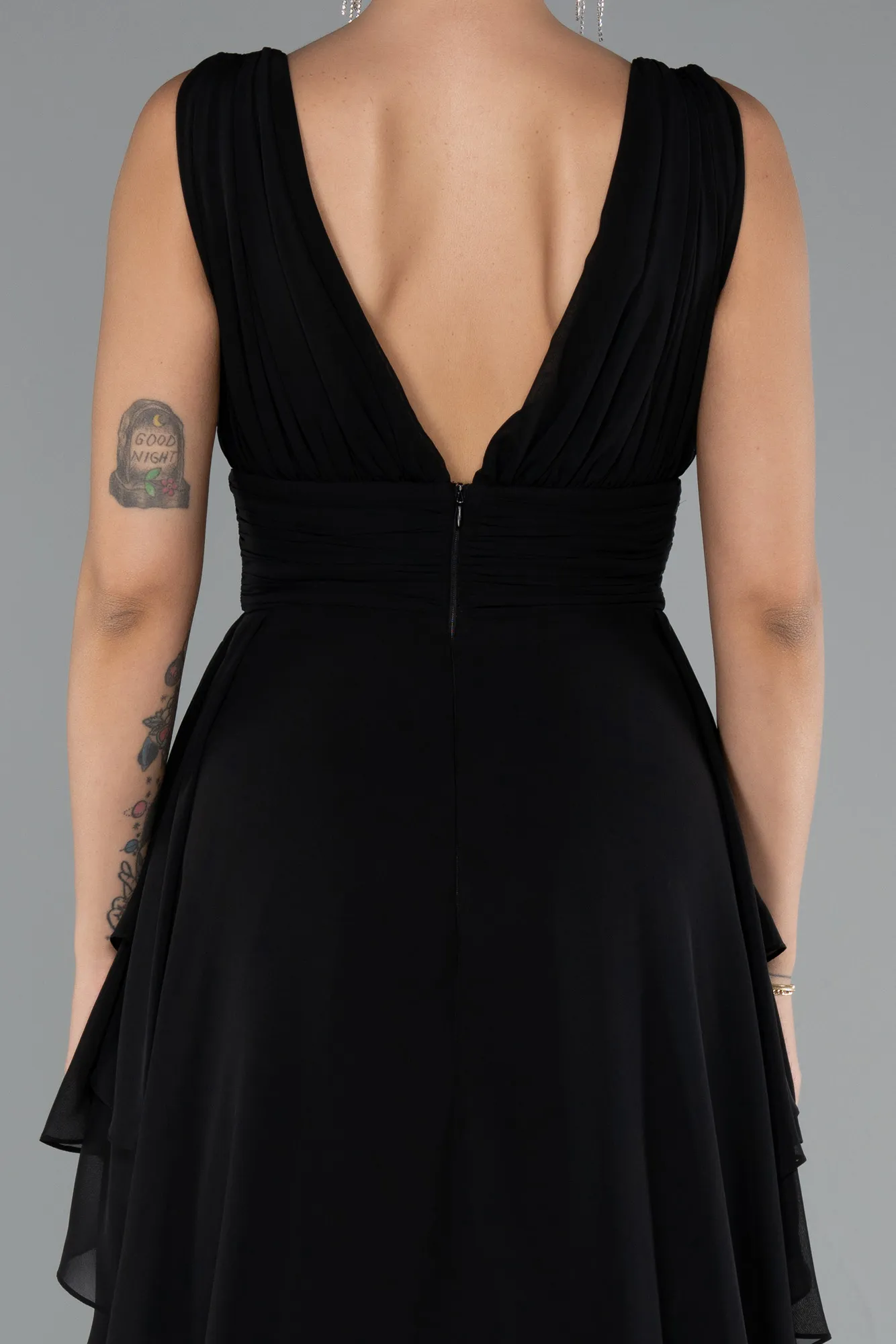 Black-Long Chiffon Evening Dress ABU5109