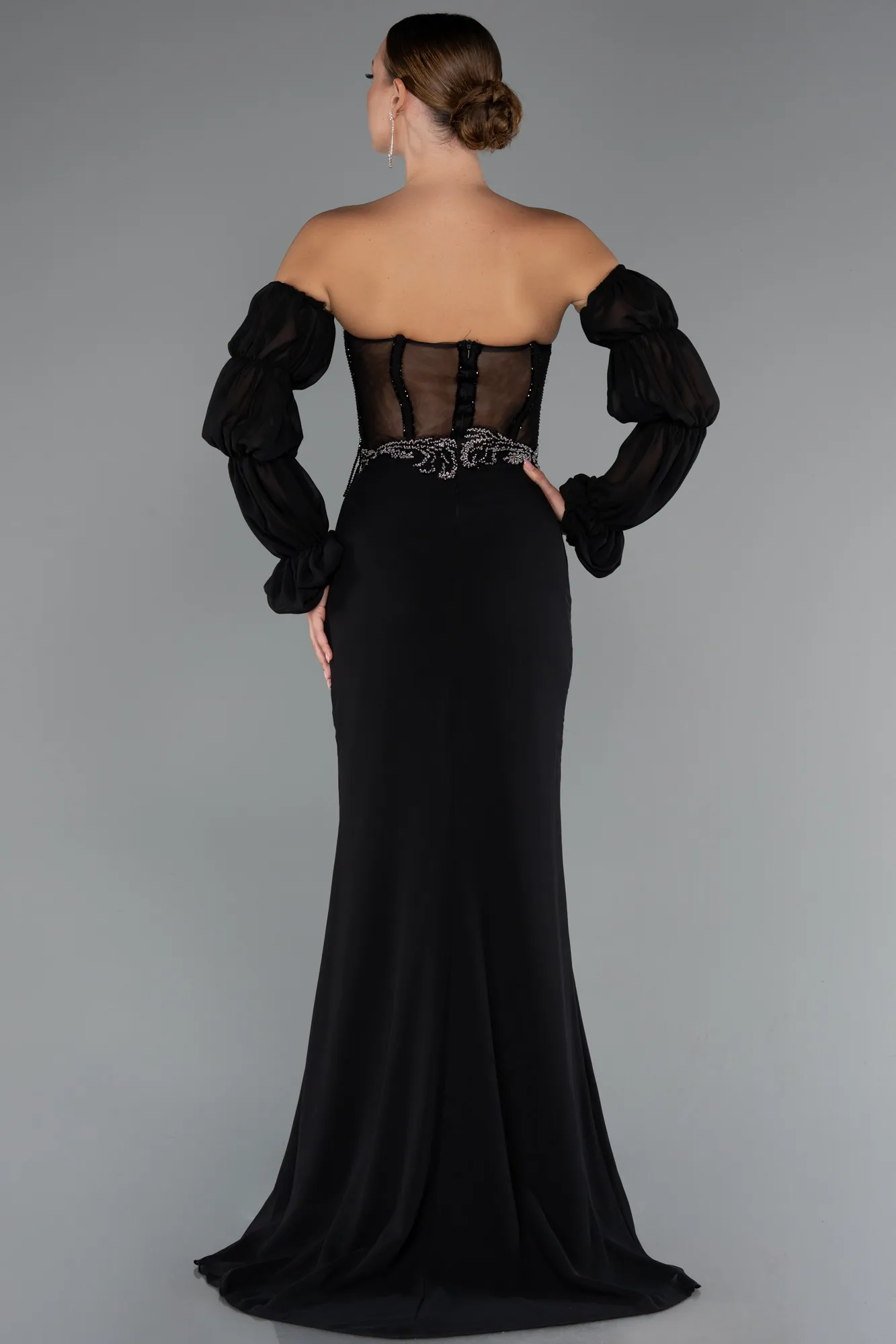 Black-Long Chiffon Evening Dress ABU5241