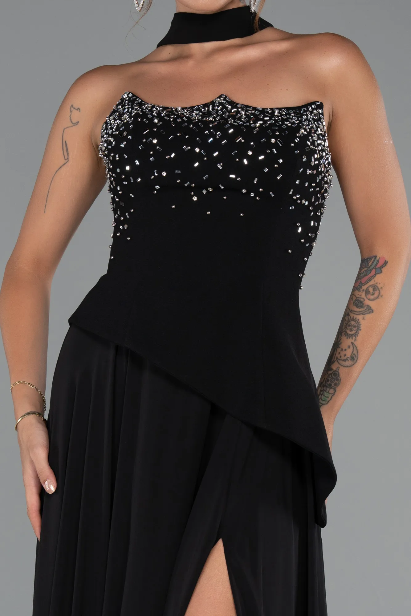 Black-Long Chiffon Evening Dress ABU5280