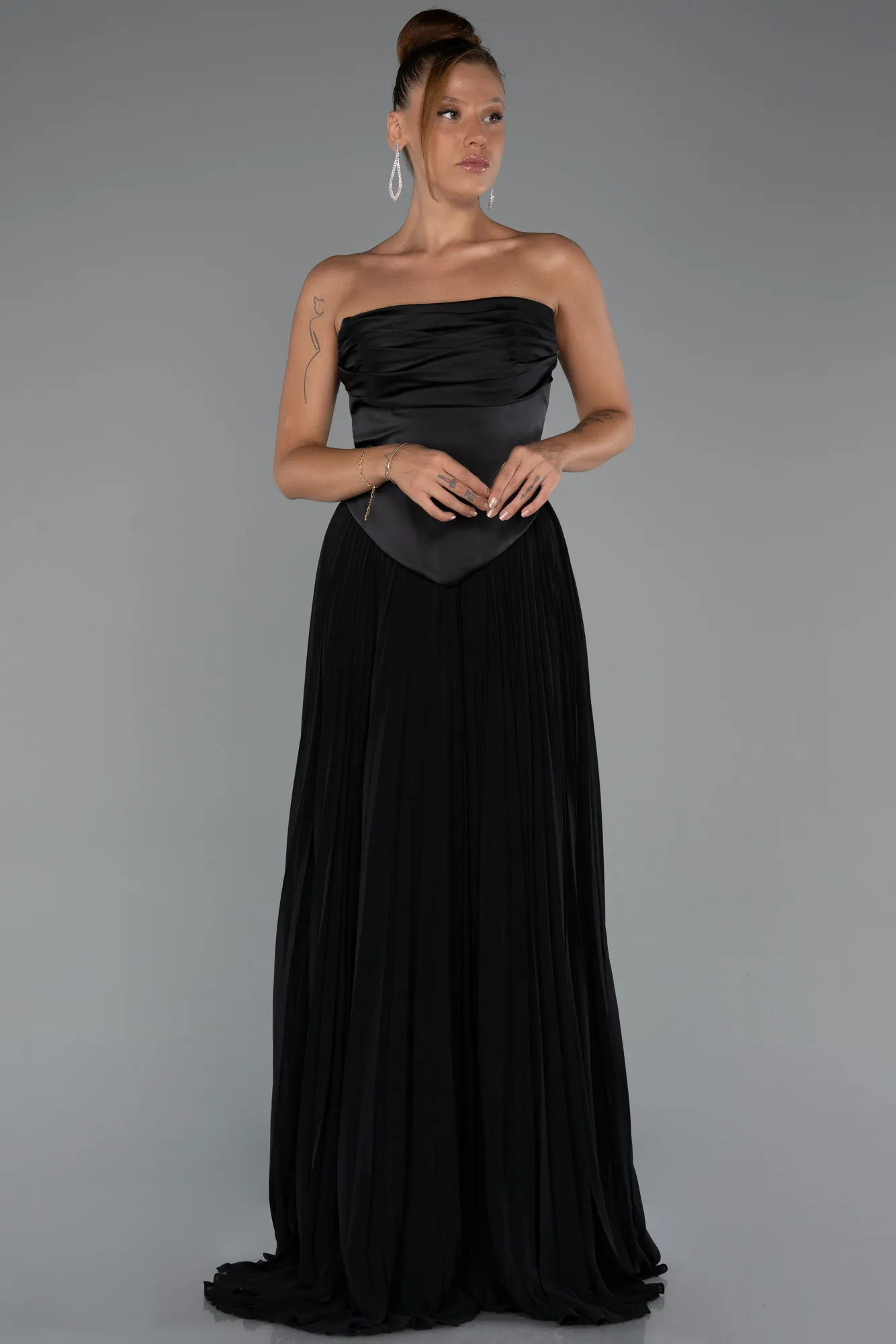 Black-Long Chiffon Evening Dress ABU5321