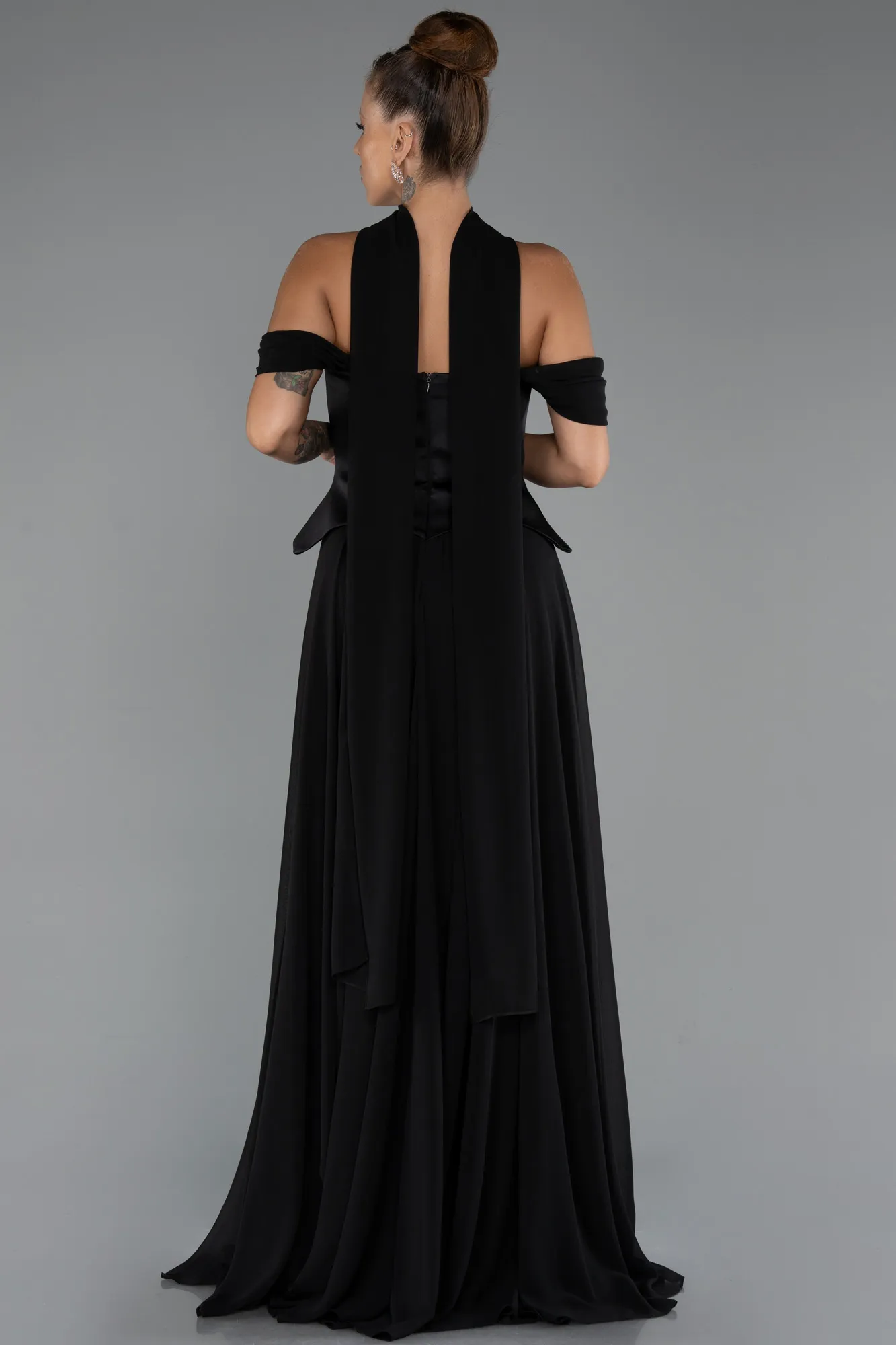Black-Long Chiffon Evening Dress ABU5327