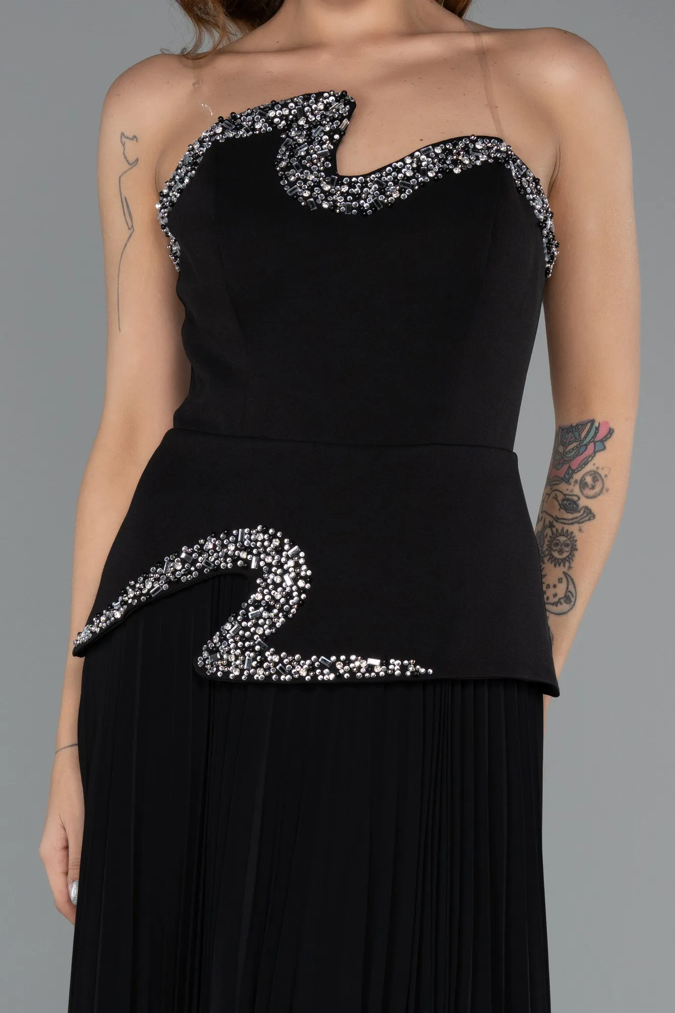 Black-Long Chiffon Evening Dress ABU5406