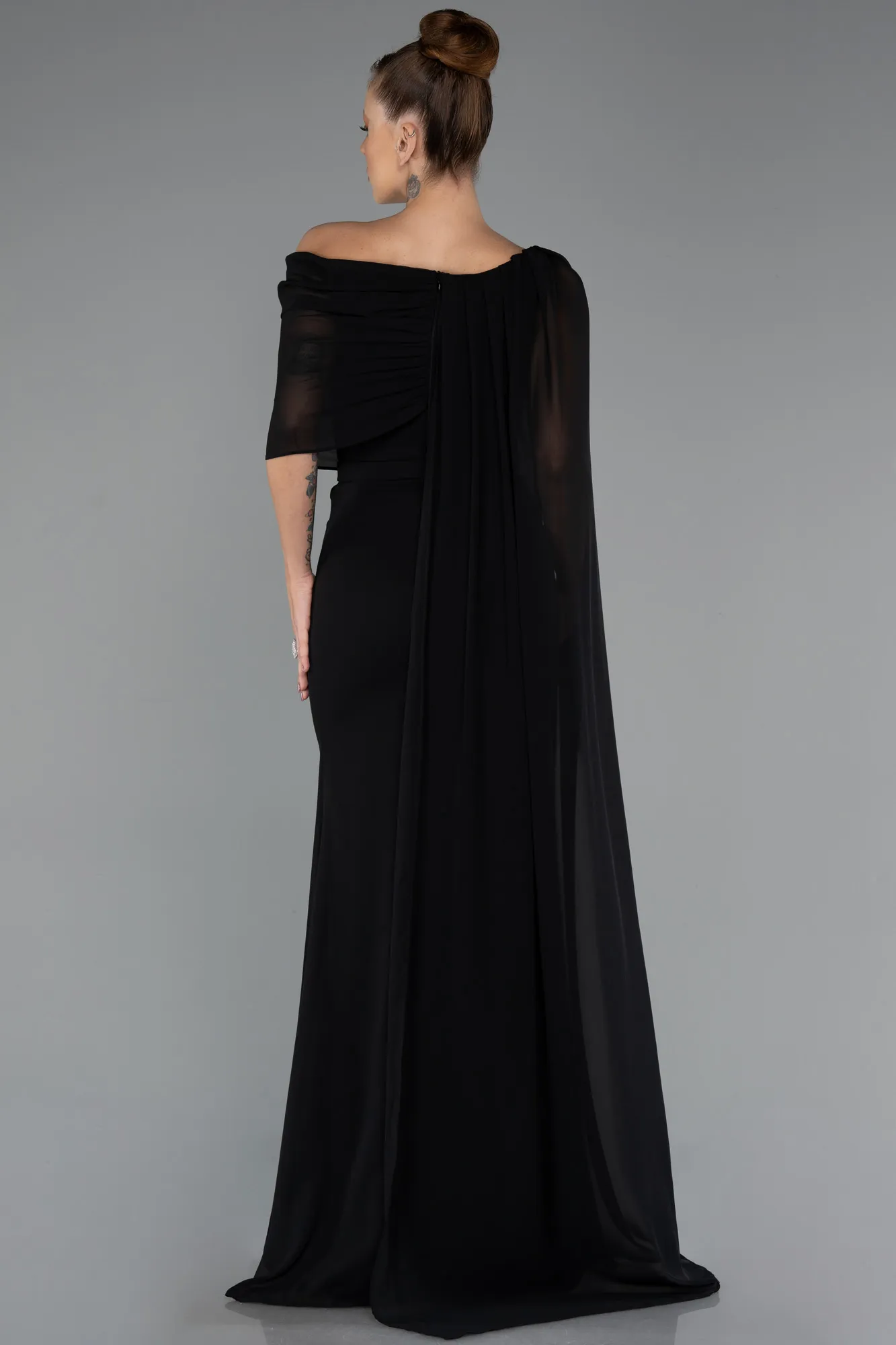 Black-Long Chiffon Evening Dress ABU5418