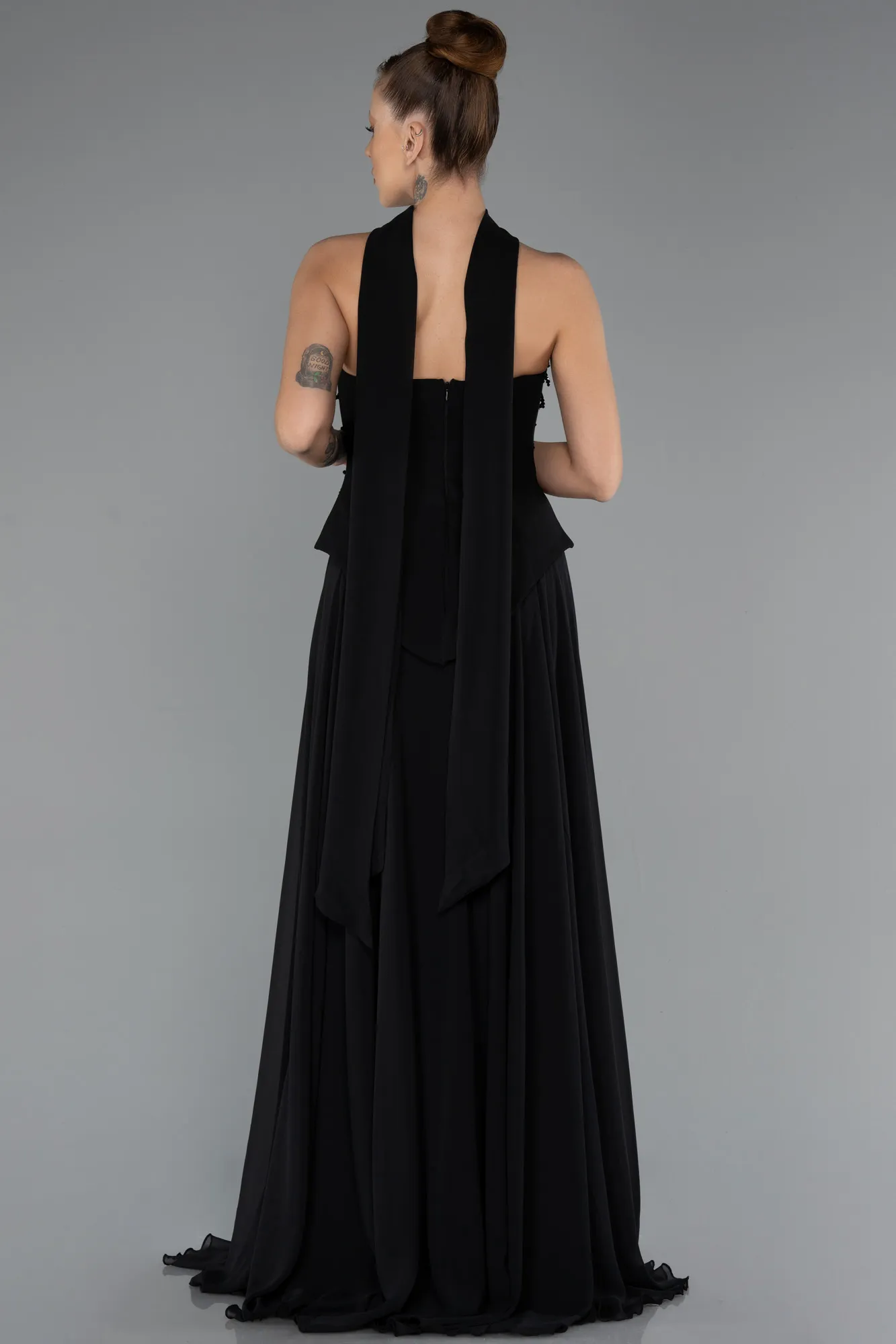 Black-Long Chiffon Evening Dress ABU5420
