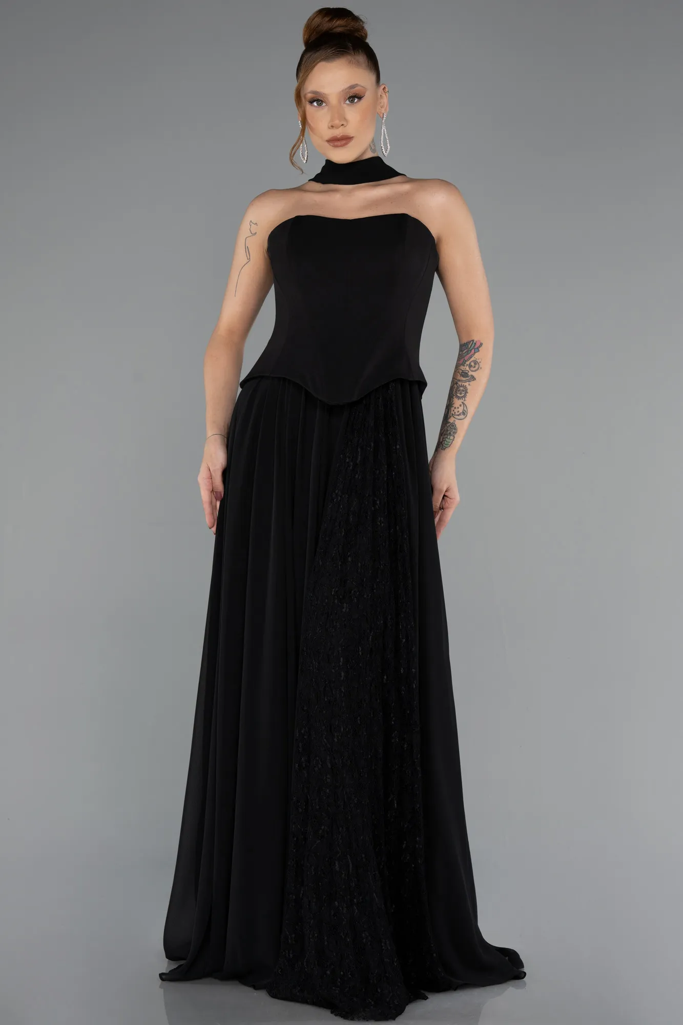 Black-Long Chiffon Evening Dress ABU5423
