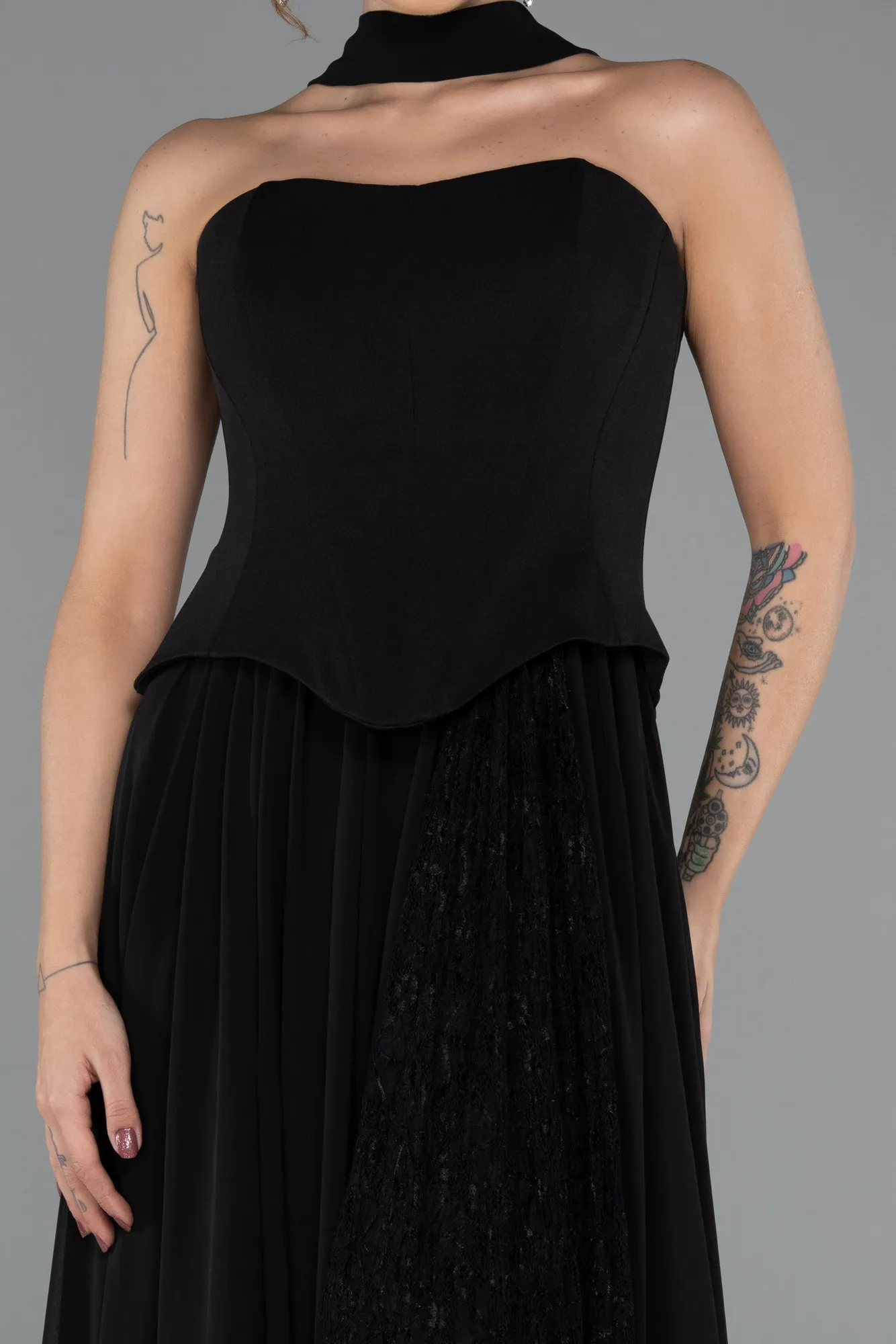 Black-Long Chiffon Evening Dress ABU5423