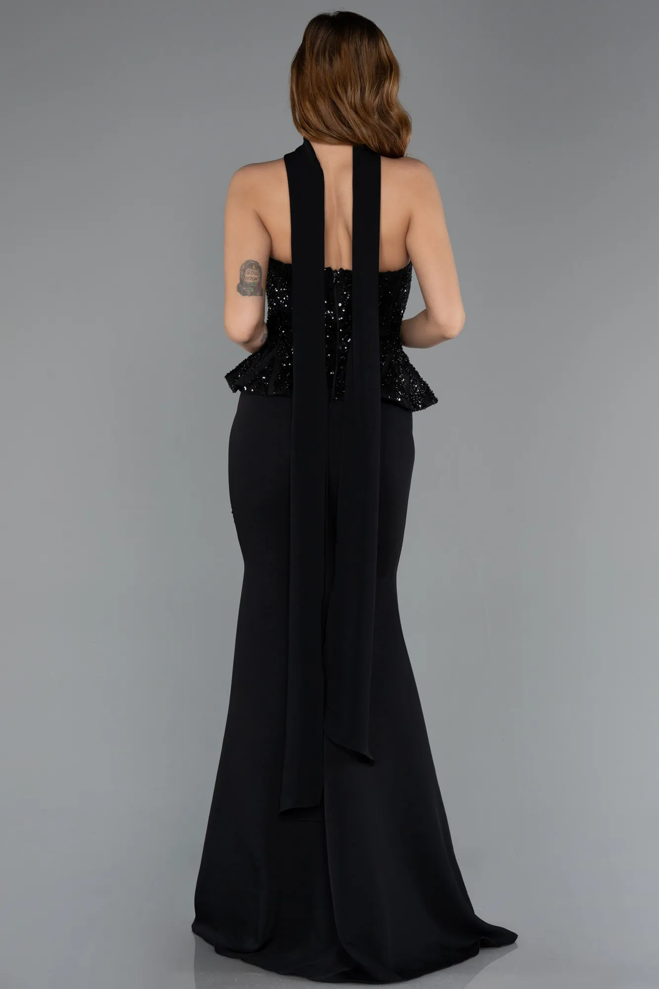 Black-Long Chiffon Evening Dress ABU5457