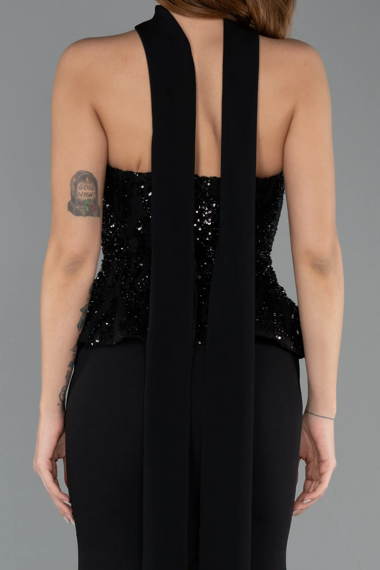 Black-Long Chiffon Evening Dress ABU5457