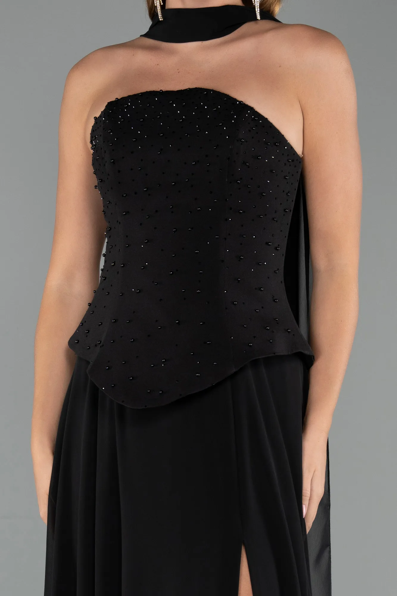 Black-Long Chiffon Evening Dress ABU5484
