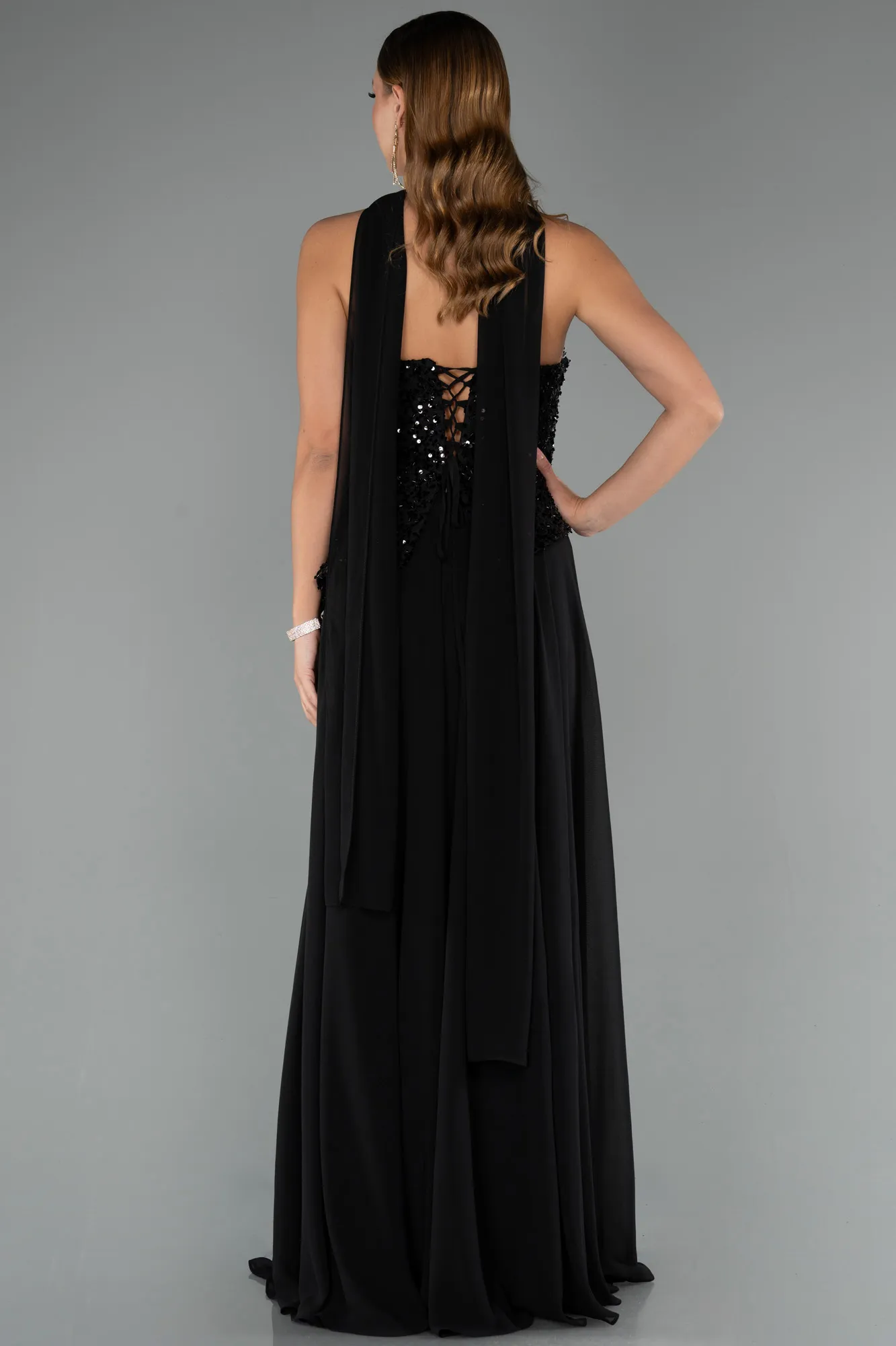 Black-Long Chiffon Evening Dress ABU5486
