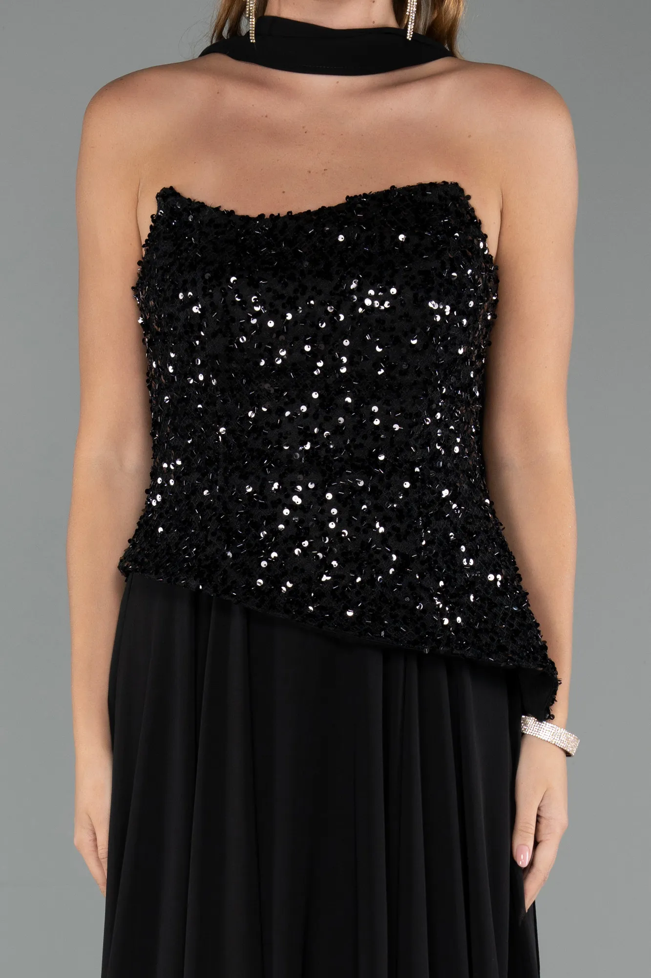 Black-Long Chiffon Evening Dress ABU5486