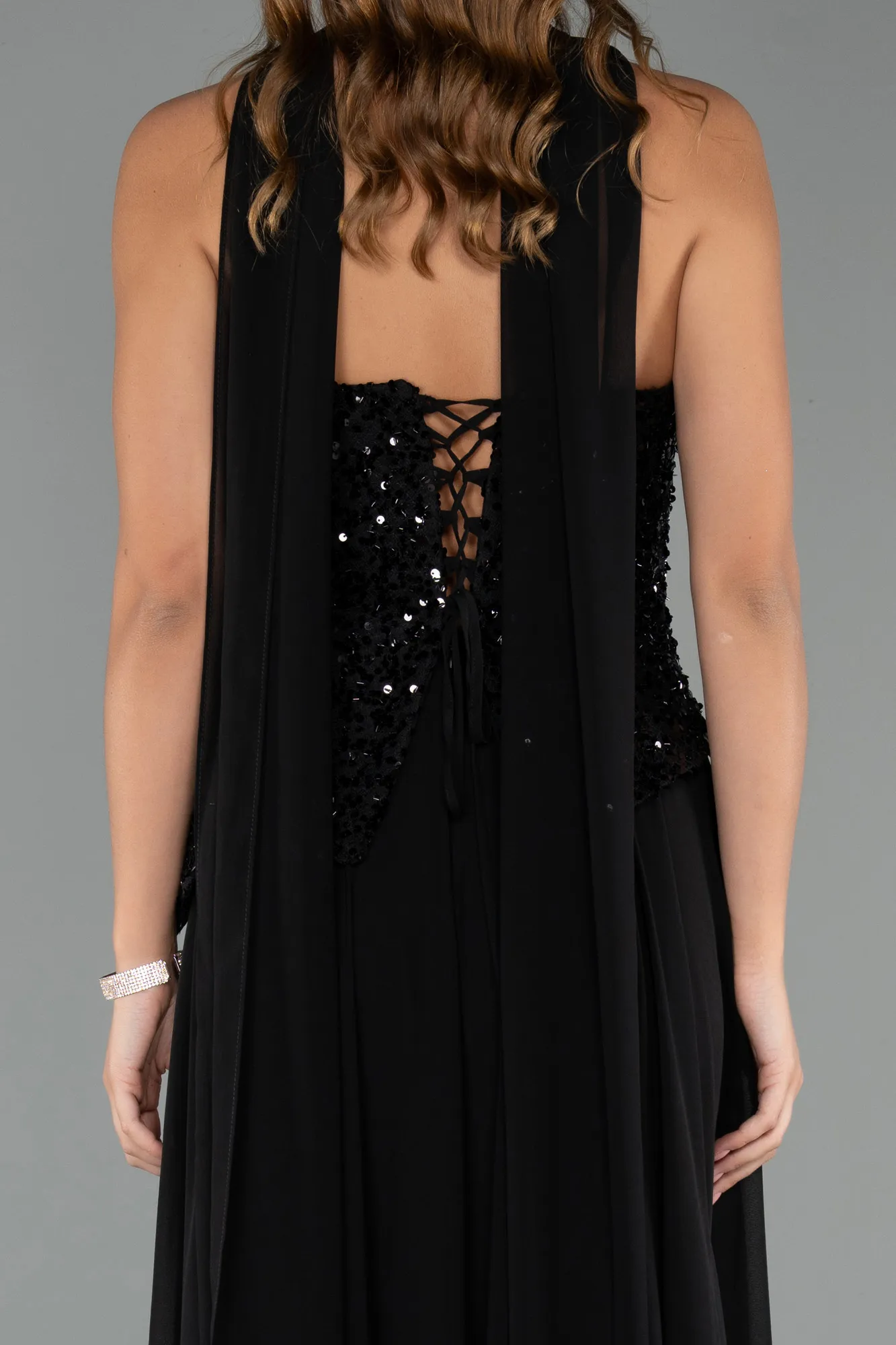 Black-Long Chiffon Evening Dress ABU5486