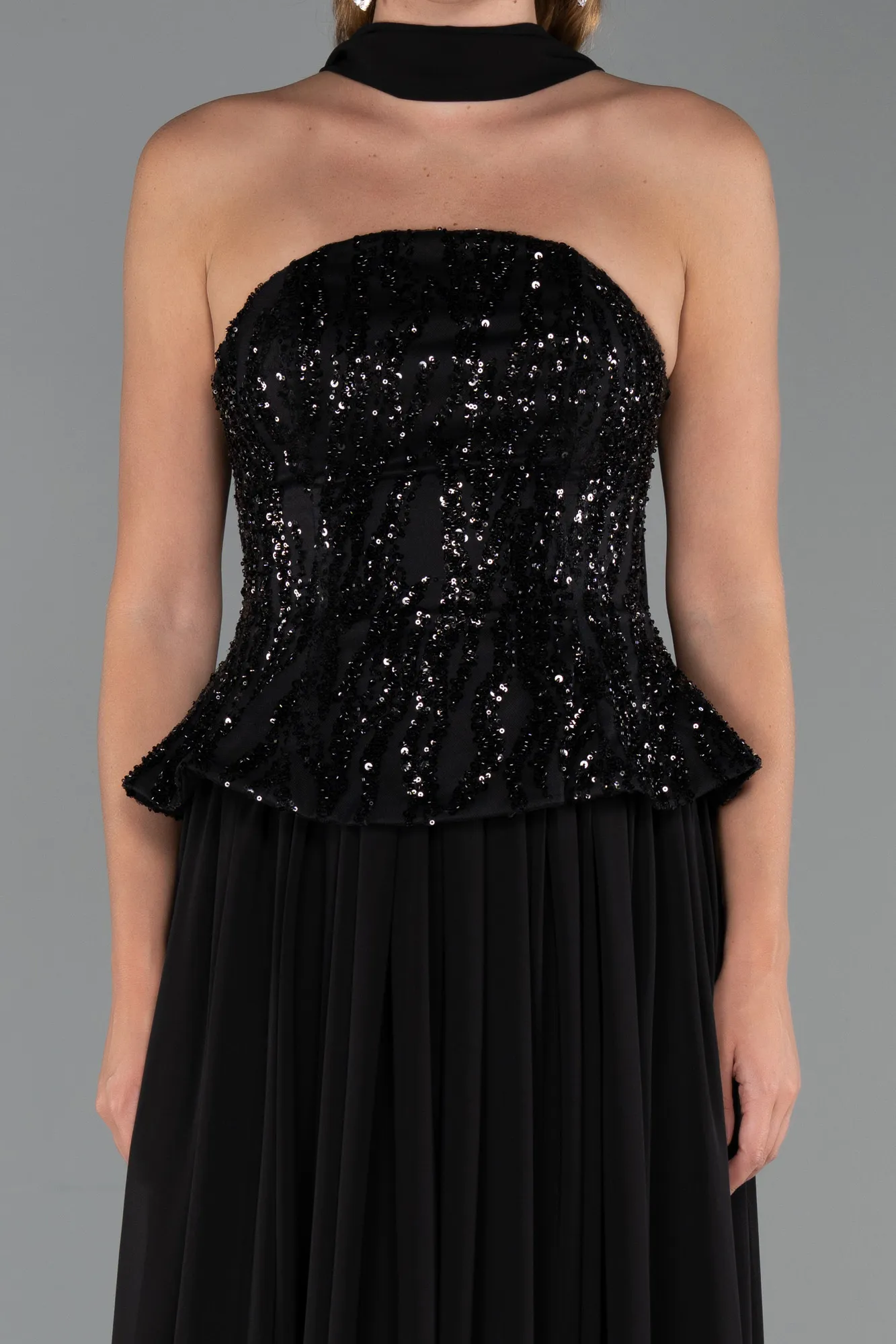 Black-Long Chiffon Evening Dress ABU5488