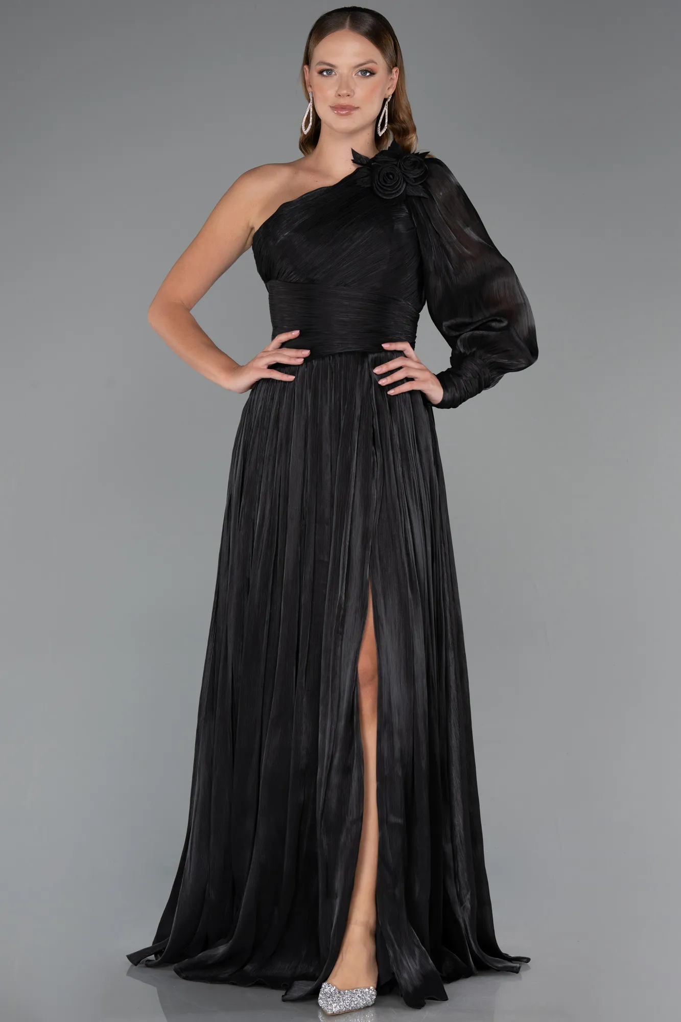 Black-Long Chiffon Evening Dress ABU5489