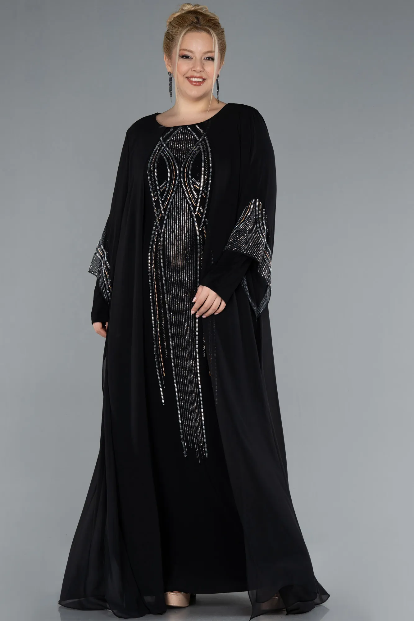Black-Long Chiffon Formal Plus Size Dress ABU4630