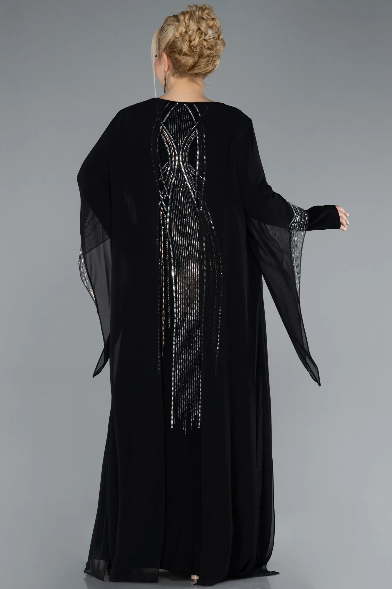 Black-Long Chiffon Formal Plus Size Dress ABU4630