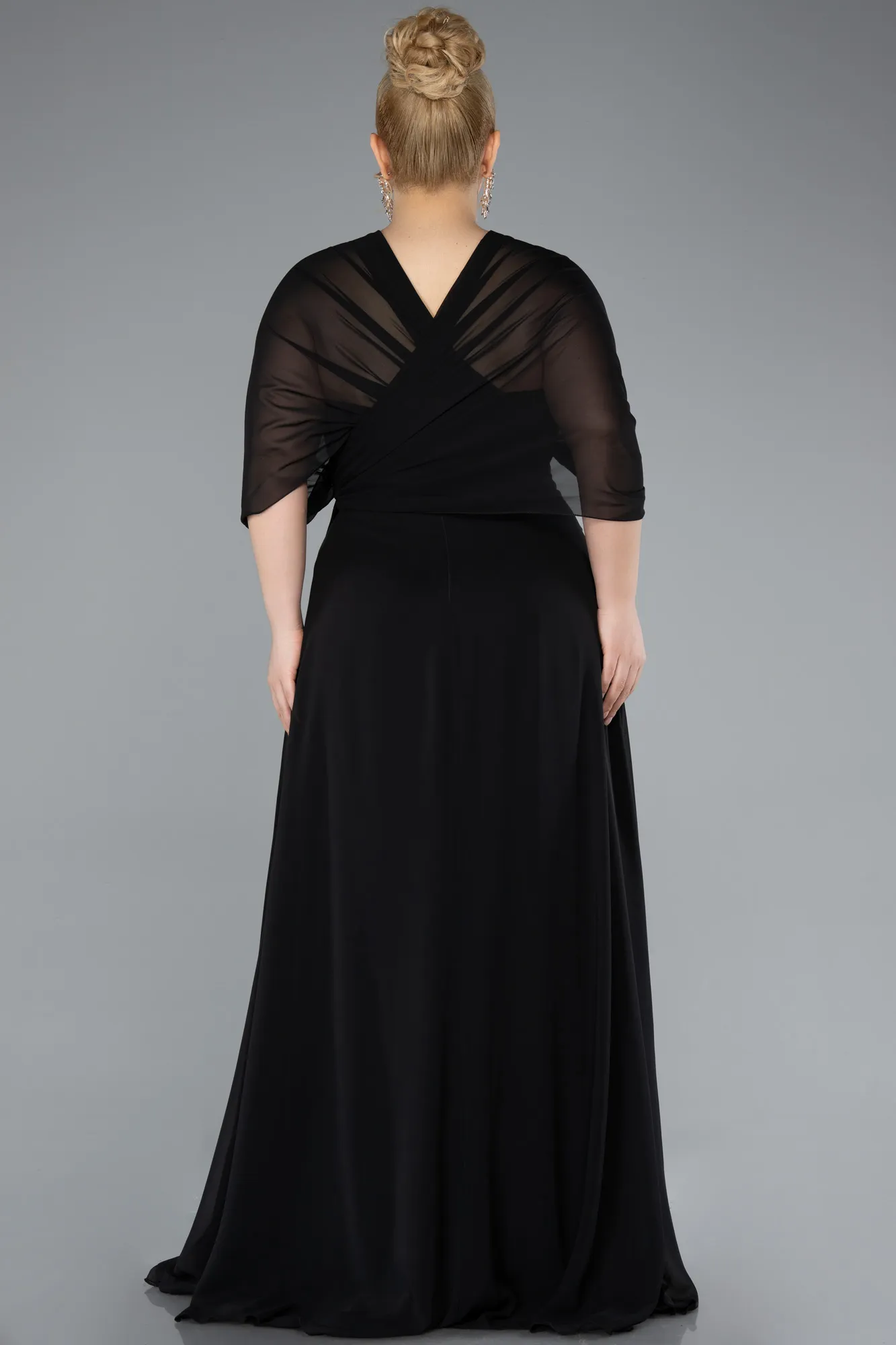 Black-Long Chiffon Formal Plus Size Dress ABU4951