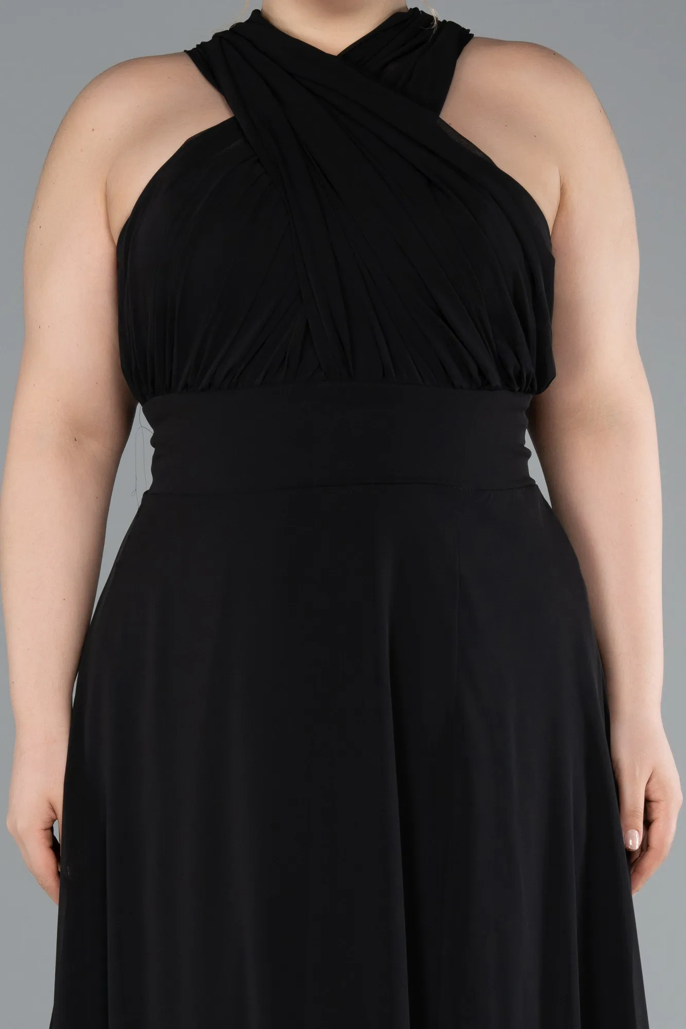 Black-Long Chiffon Formal Plus Size Dress ABU4951