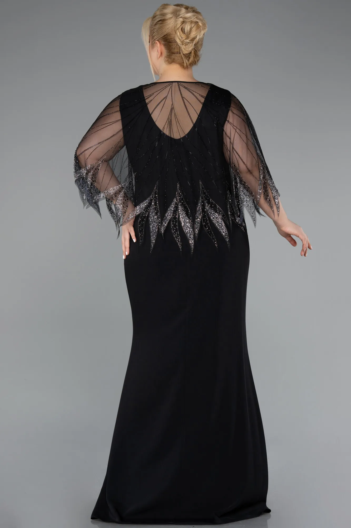 Black-Long Chiffon Formal Plus Size Dress ABU5091