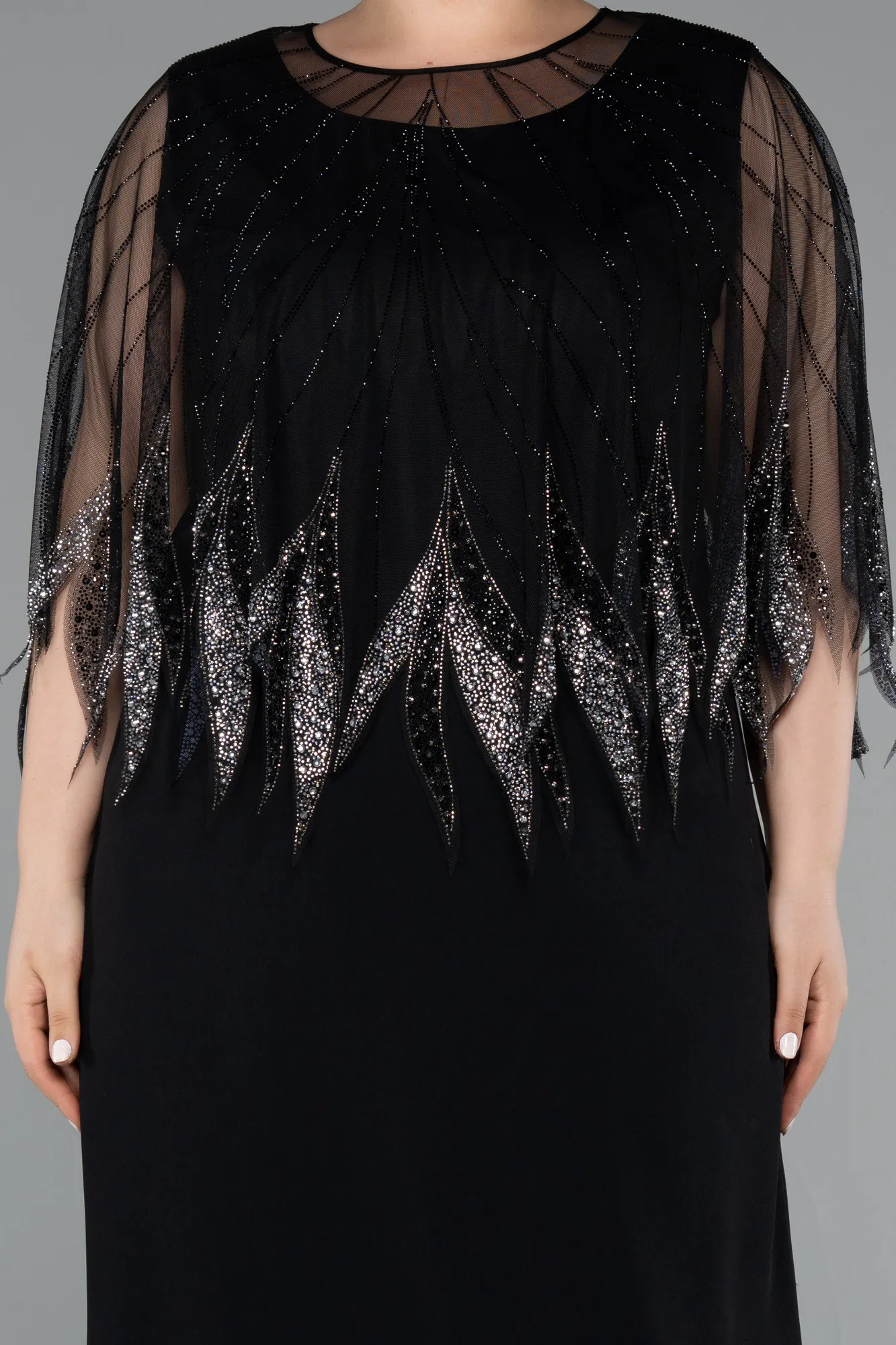 Black-Long Chiffon Formal Plus Size Dress ABU5091