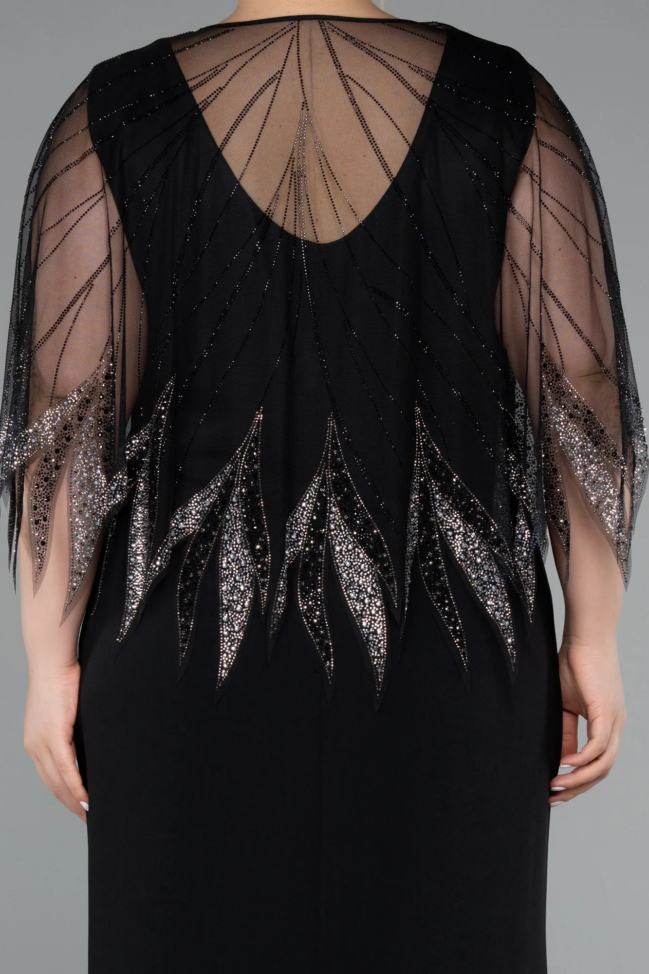 Black-Long Chiffon Formal Plus Size Dress ABU5091