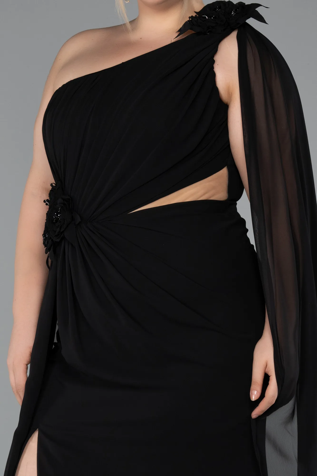 Black-Long Chiffon Formal Plus Size Dress ABU5145