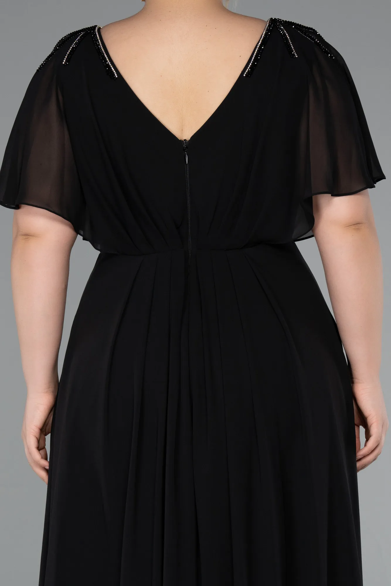 Black-Long Chiffon Formal Plus Size Dress ABU5159
