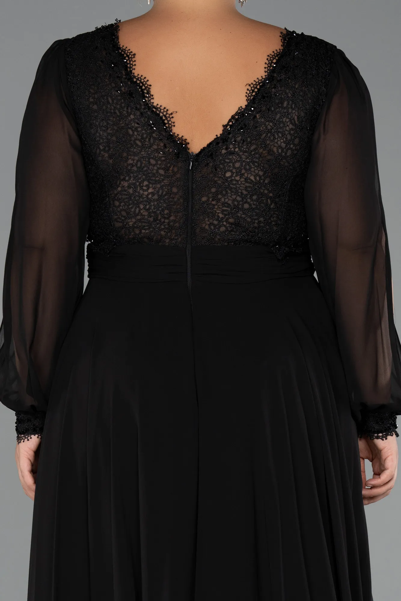 Black-Long Chiffon Formal Plus Size Dress ABU5276