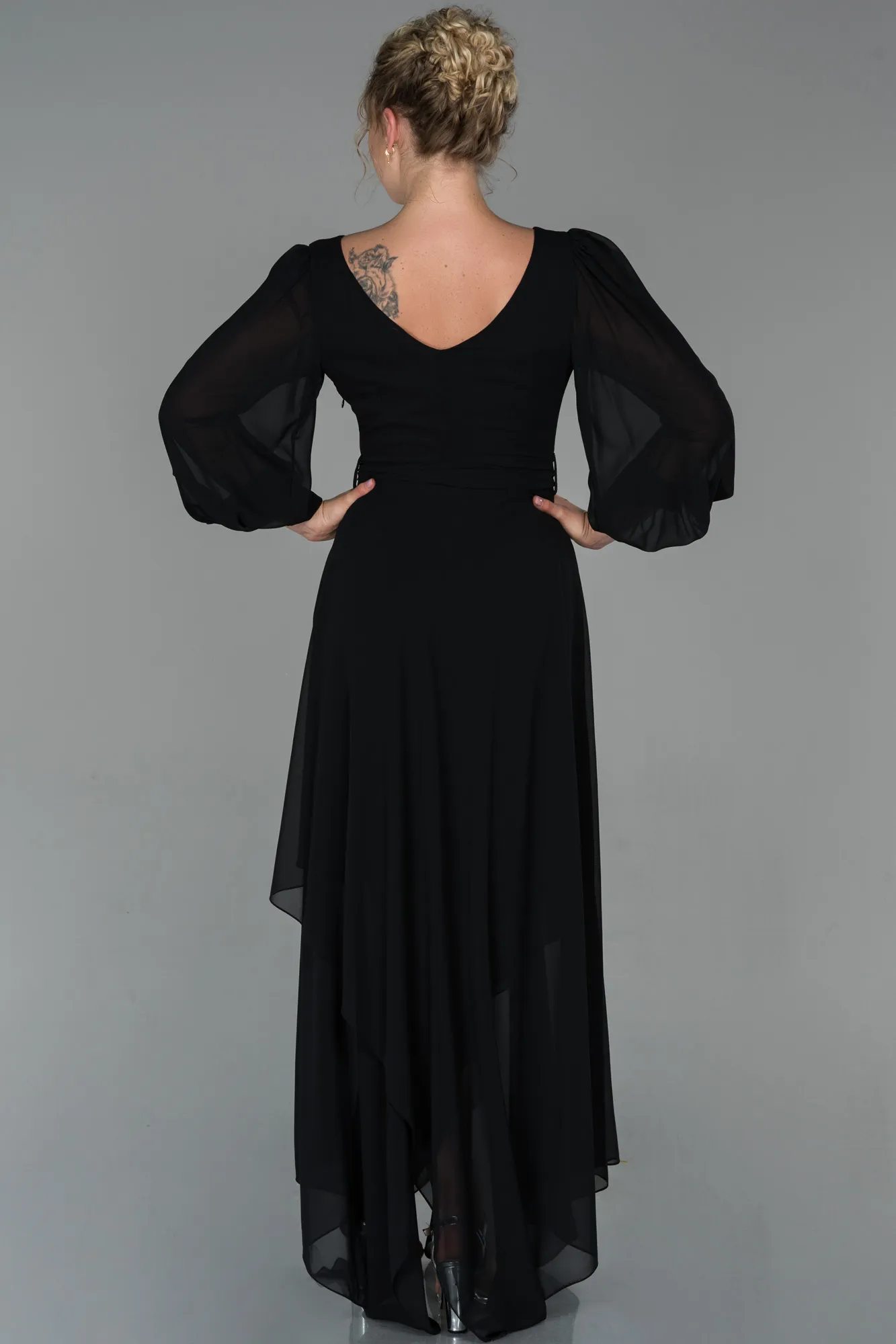 Black-Long Chiffon Invitation Dress ABU1729