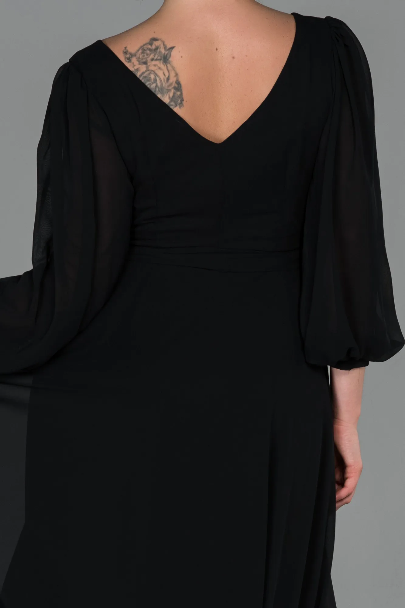 Black-Long Chiffon Invitation Dress ABU1729