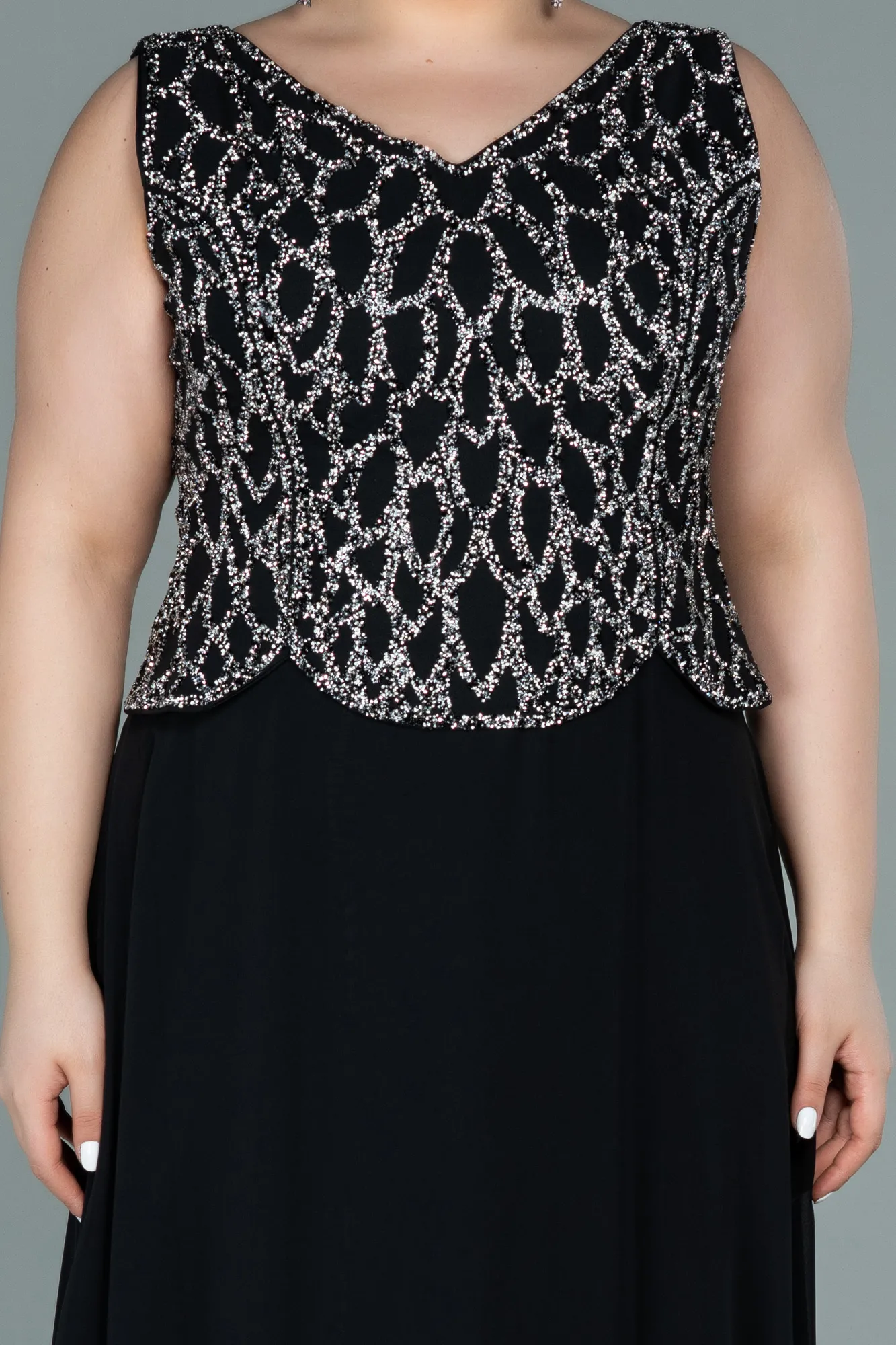 Black-Long Chiffon Oversized Evening Dress ABU2243