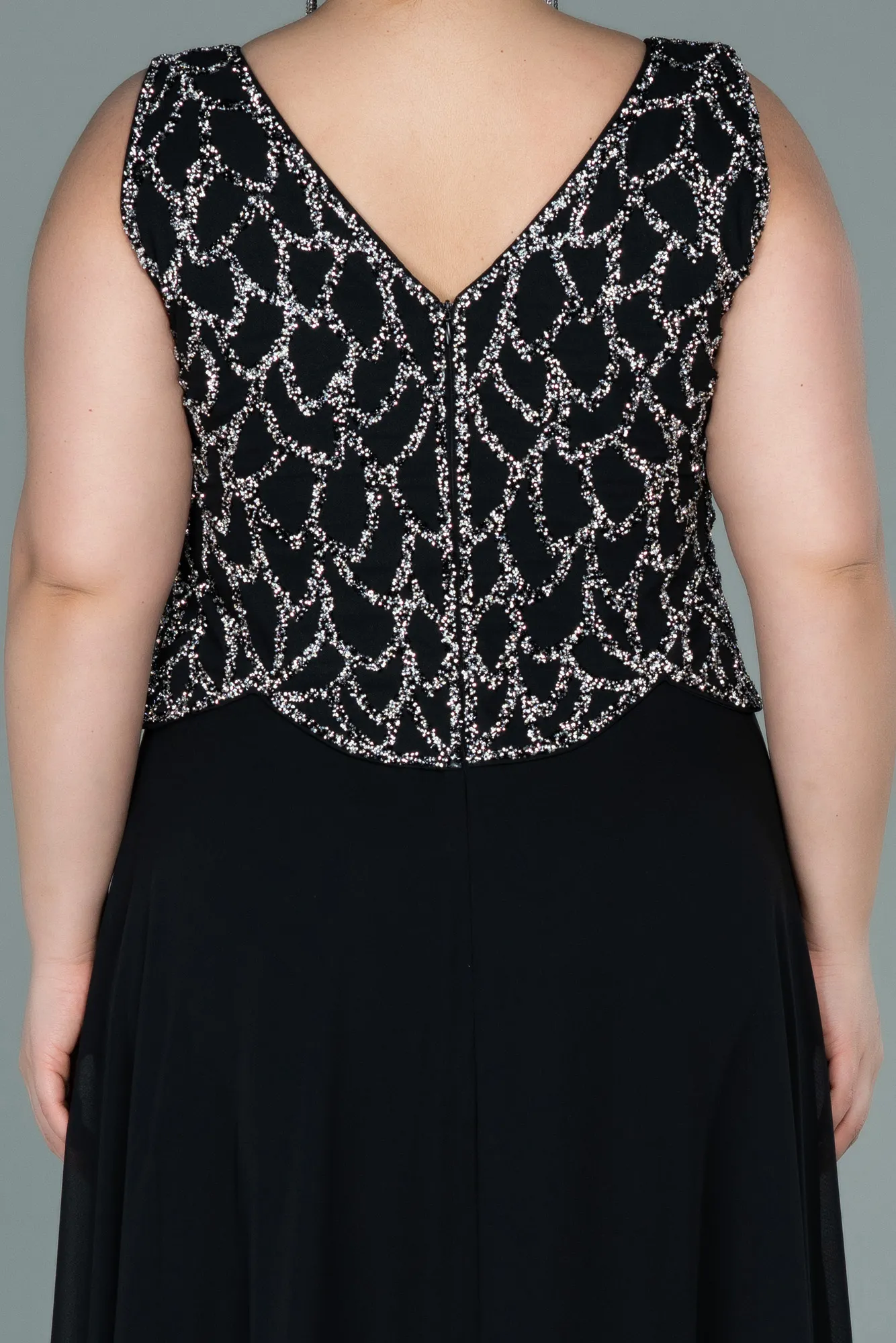 Black-Long Chiffon Oversized Evening Dress ABU2243