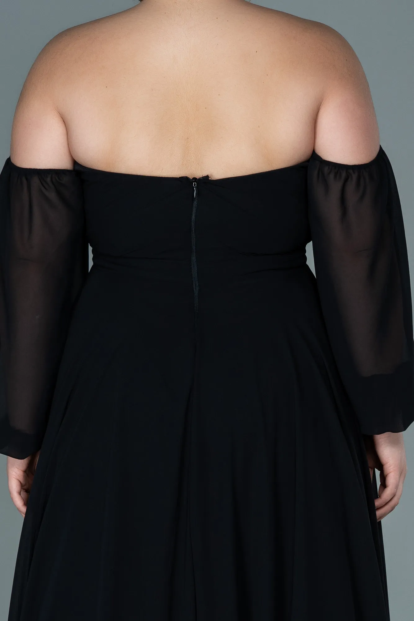 Black-Long Chiffon Oversized Evening Dress ABU2597