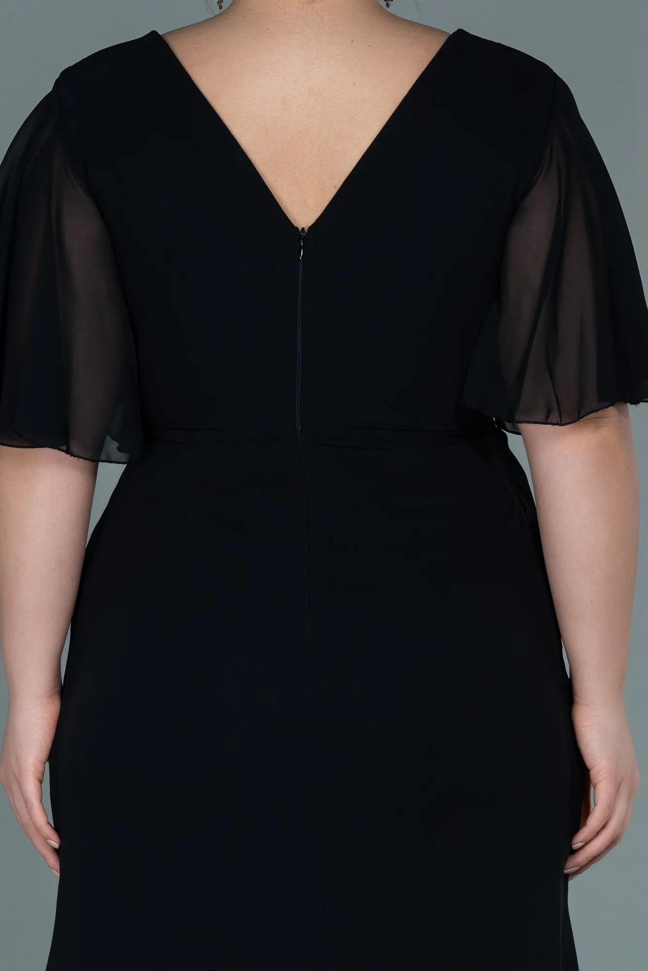 Black-Long Chiffon Oversized Evening Dress ABU2748