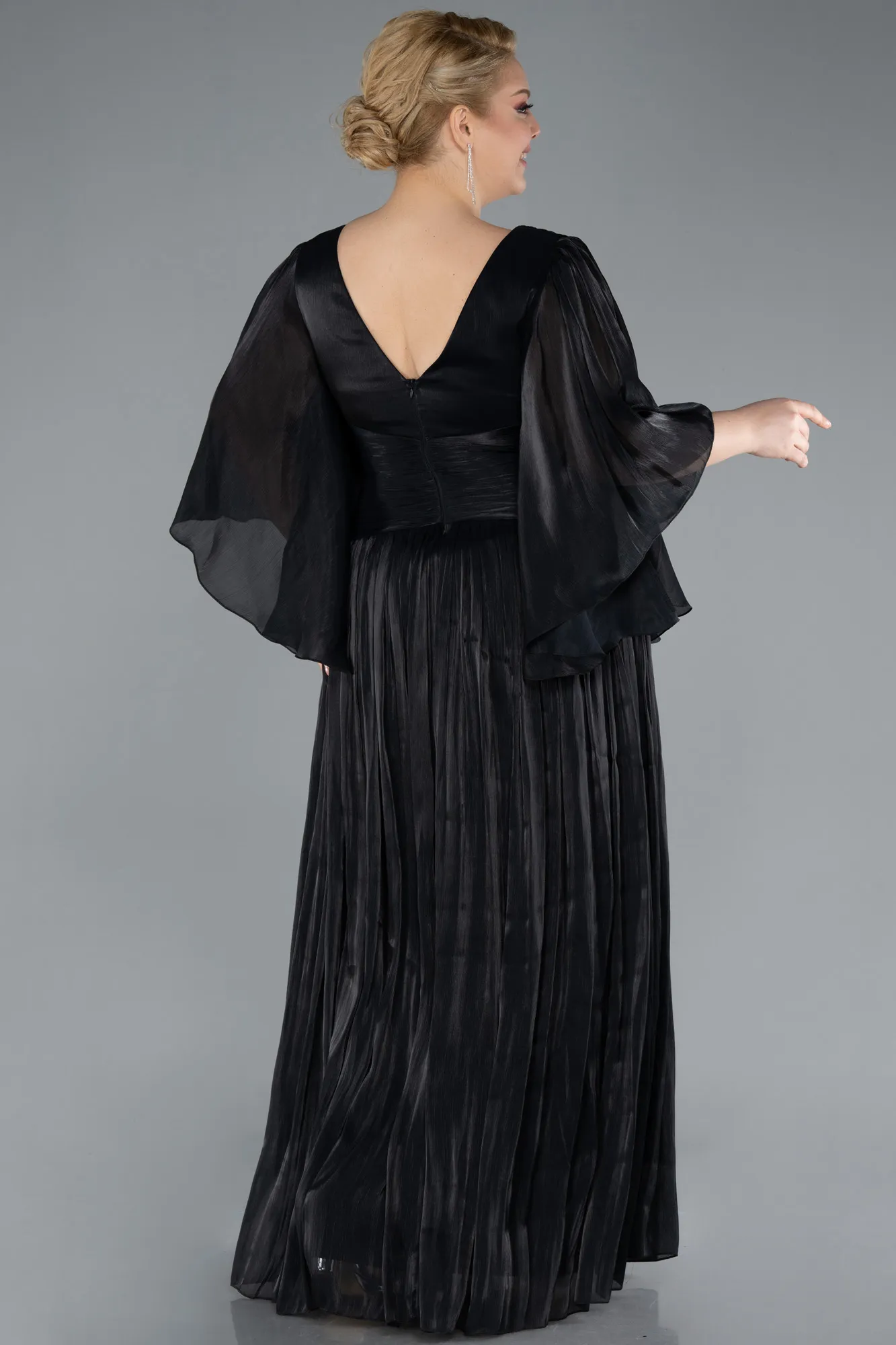 Black-Long Chiffon Oversized Evening Dress ABU4894