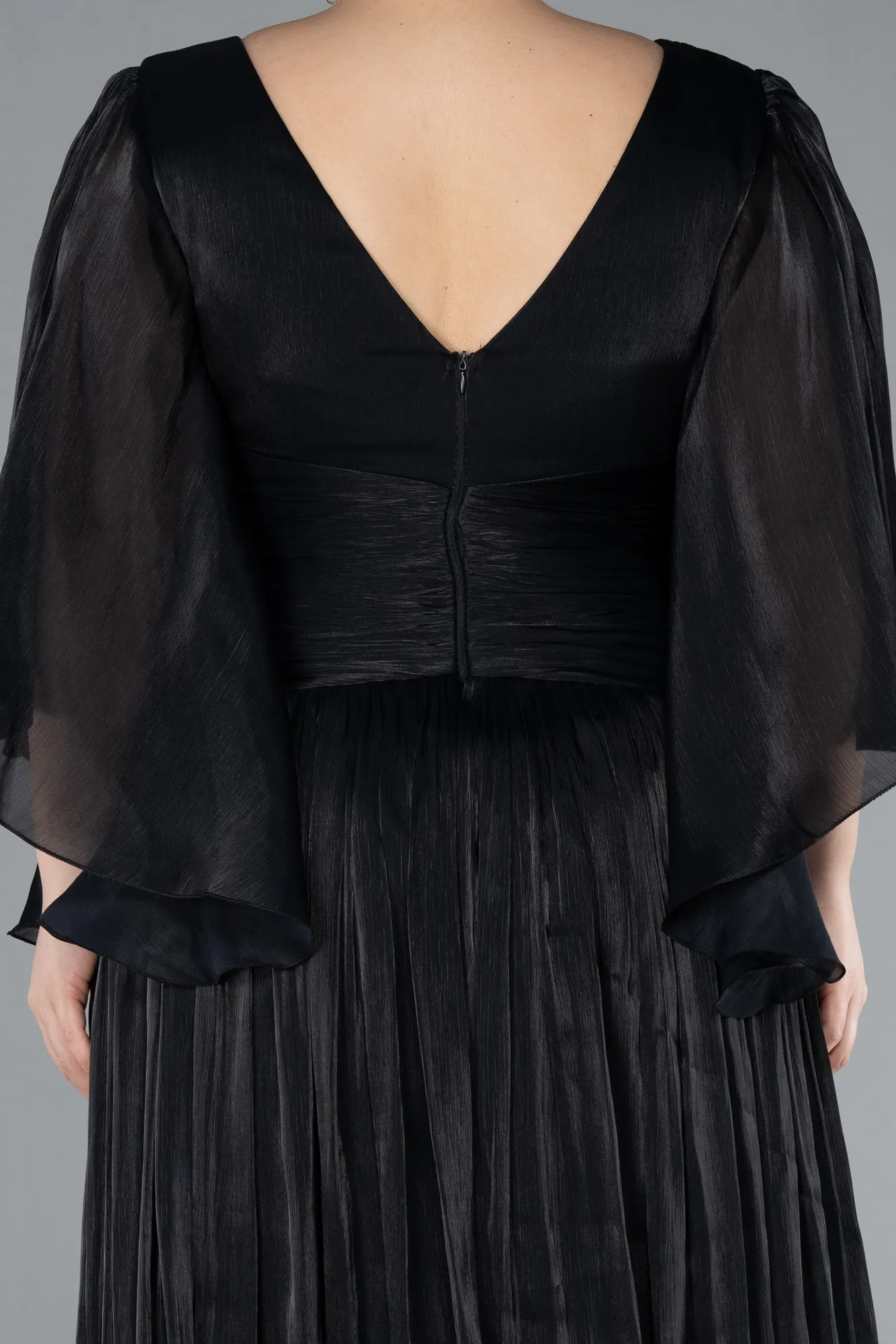 Black-Long Chiffon Oversized Evening Dress ABU4894