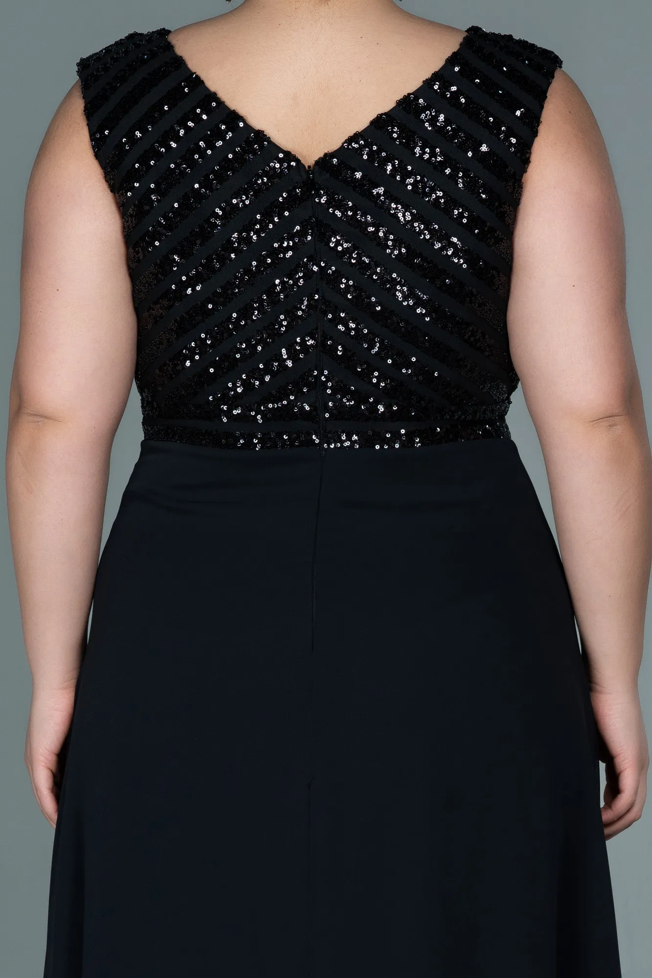 Black-Long Chiffon Plus Size Evening Dress ABU2762