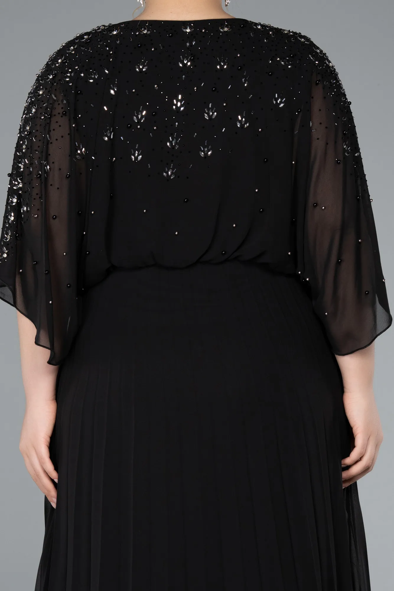 Black-Long Chiffon Plus Size Evening Dress ABU4917