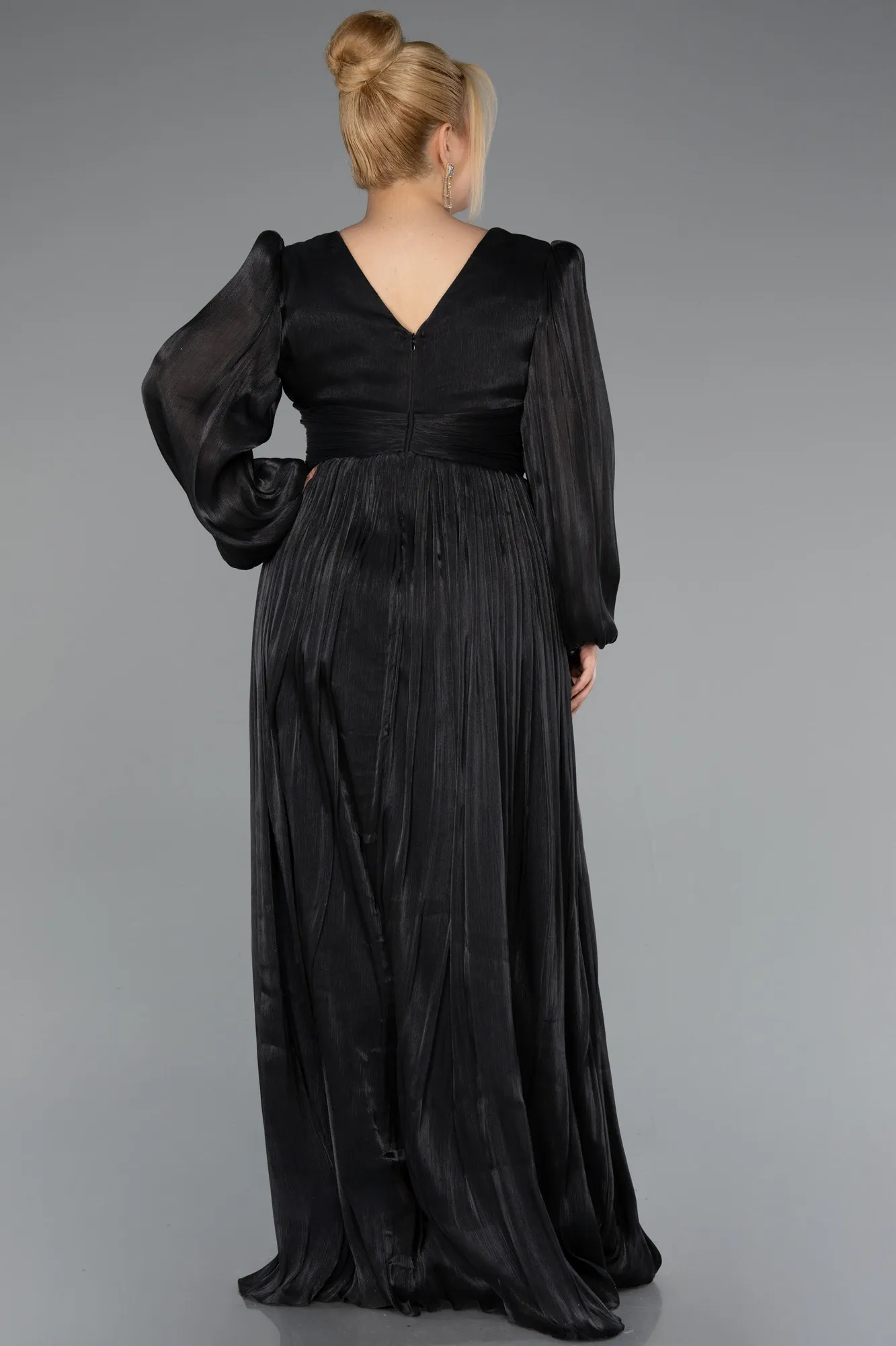 Black-Long Chiffon Plus Size Evening Dress ABU5160