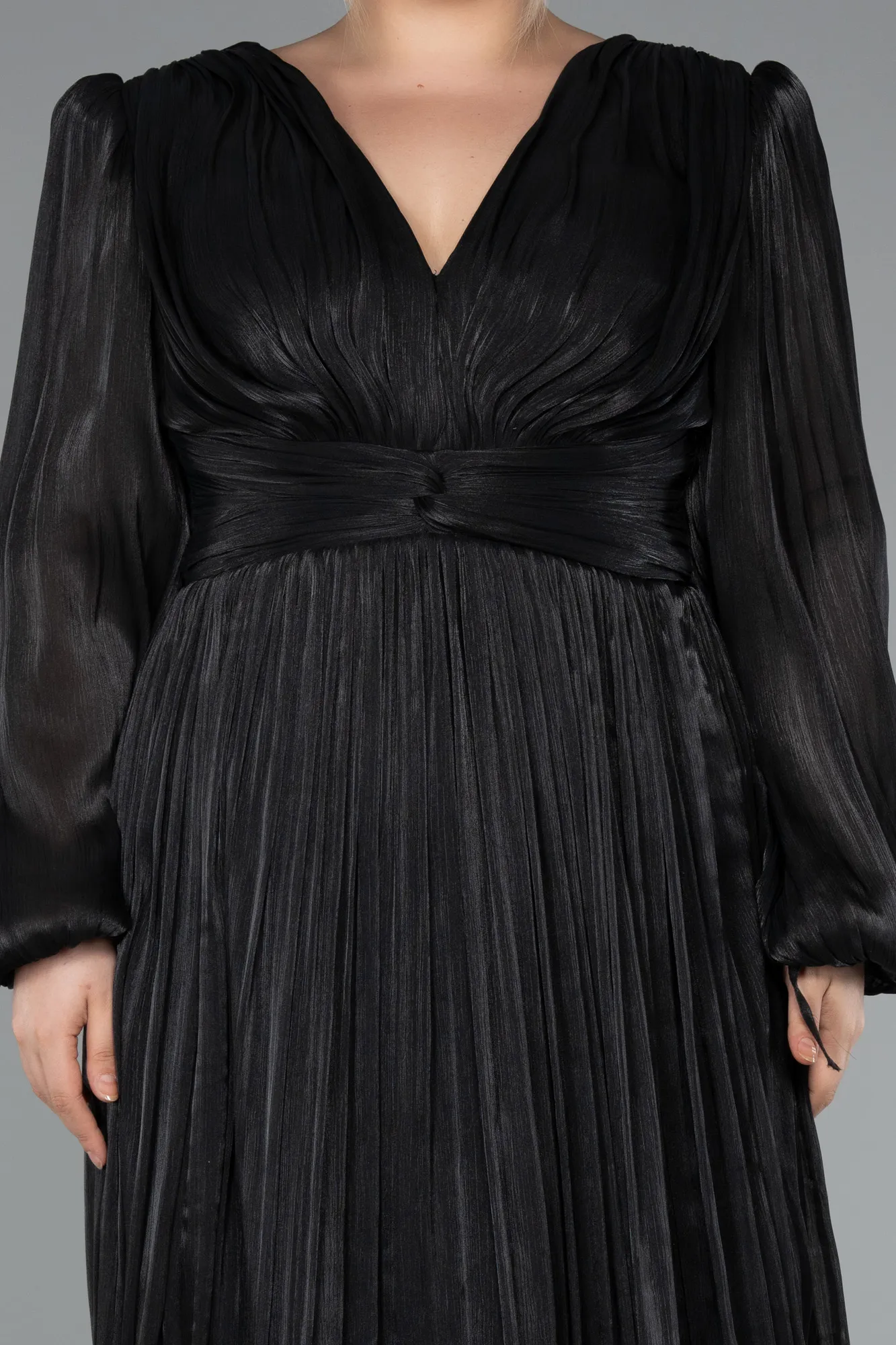 Black-Long Chiffon Plus Size Evening Dress ABU5160