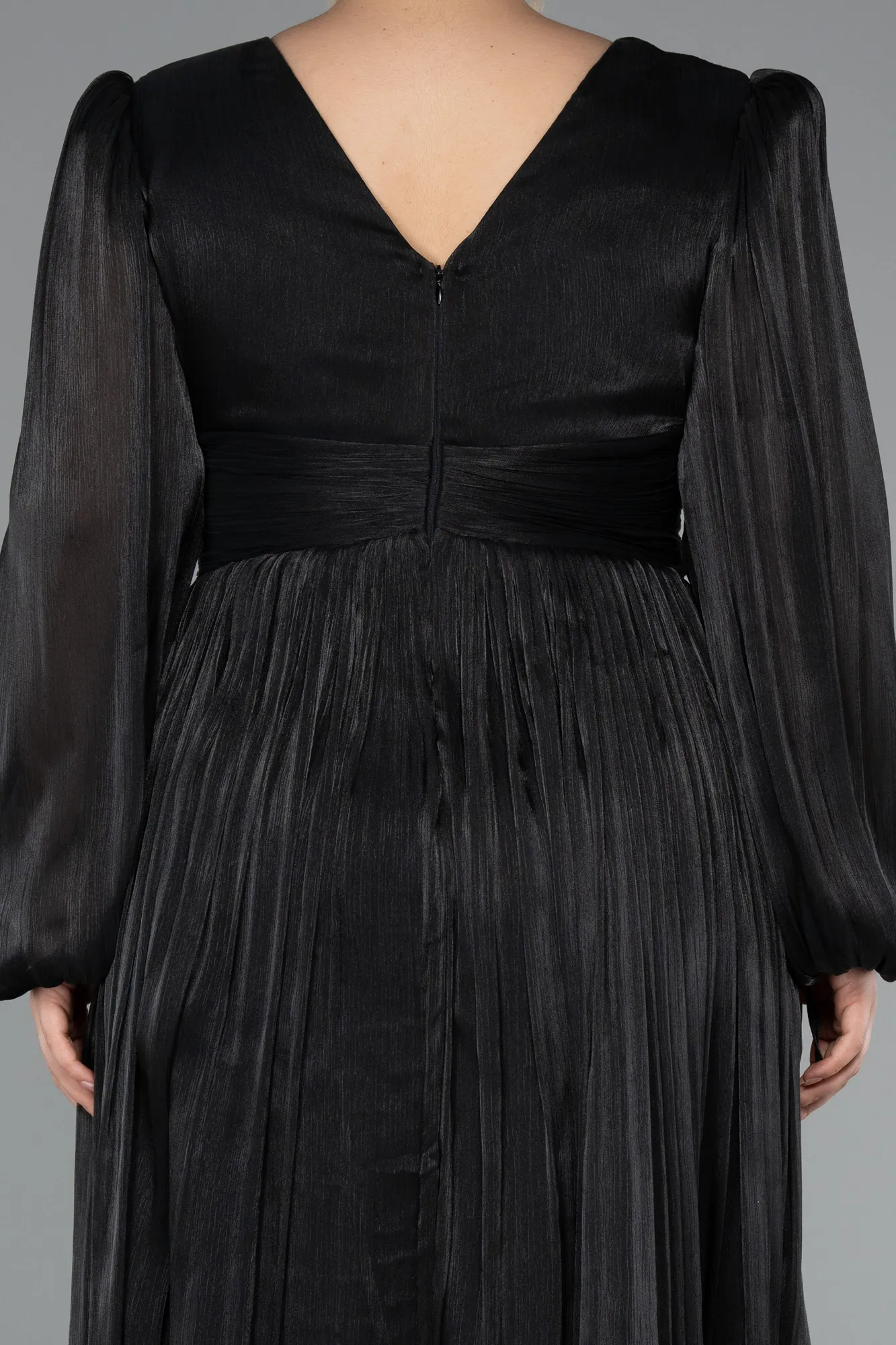 Black-Long Chiffon Plus Size Evening Dress ABU5160